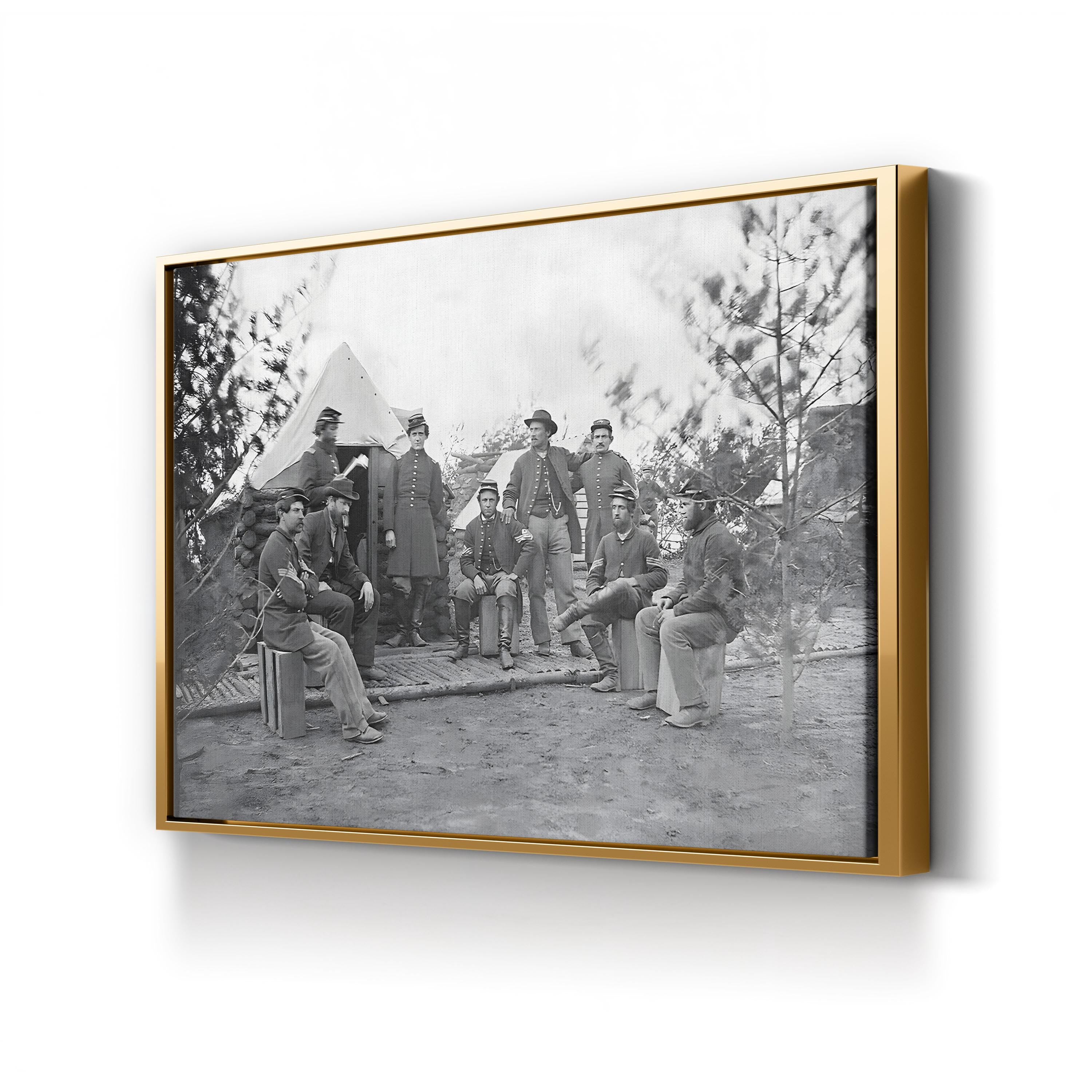 Soldiers at Camp During the American Civil War Wall Art | National Archives Vintage Photograph Canvas