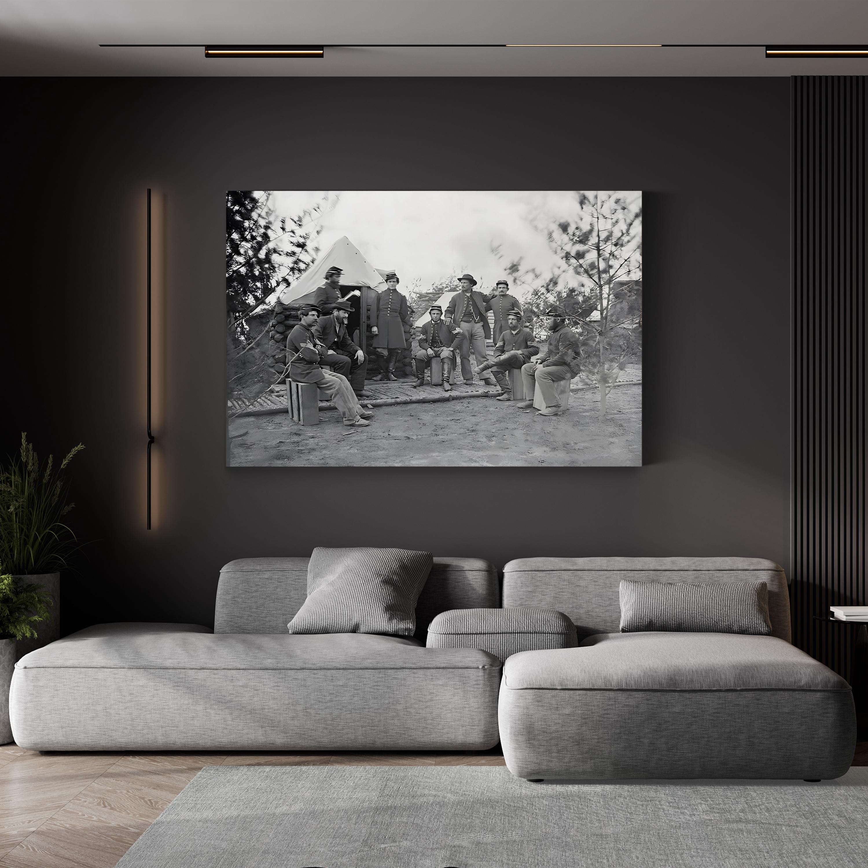 Soldiers at Camp During the American Civil War Wall Art | National Archives Vintage Photograph Canvas
