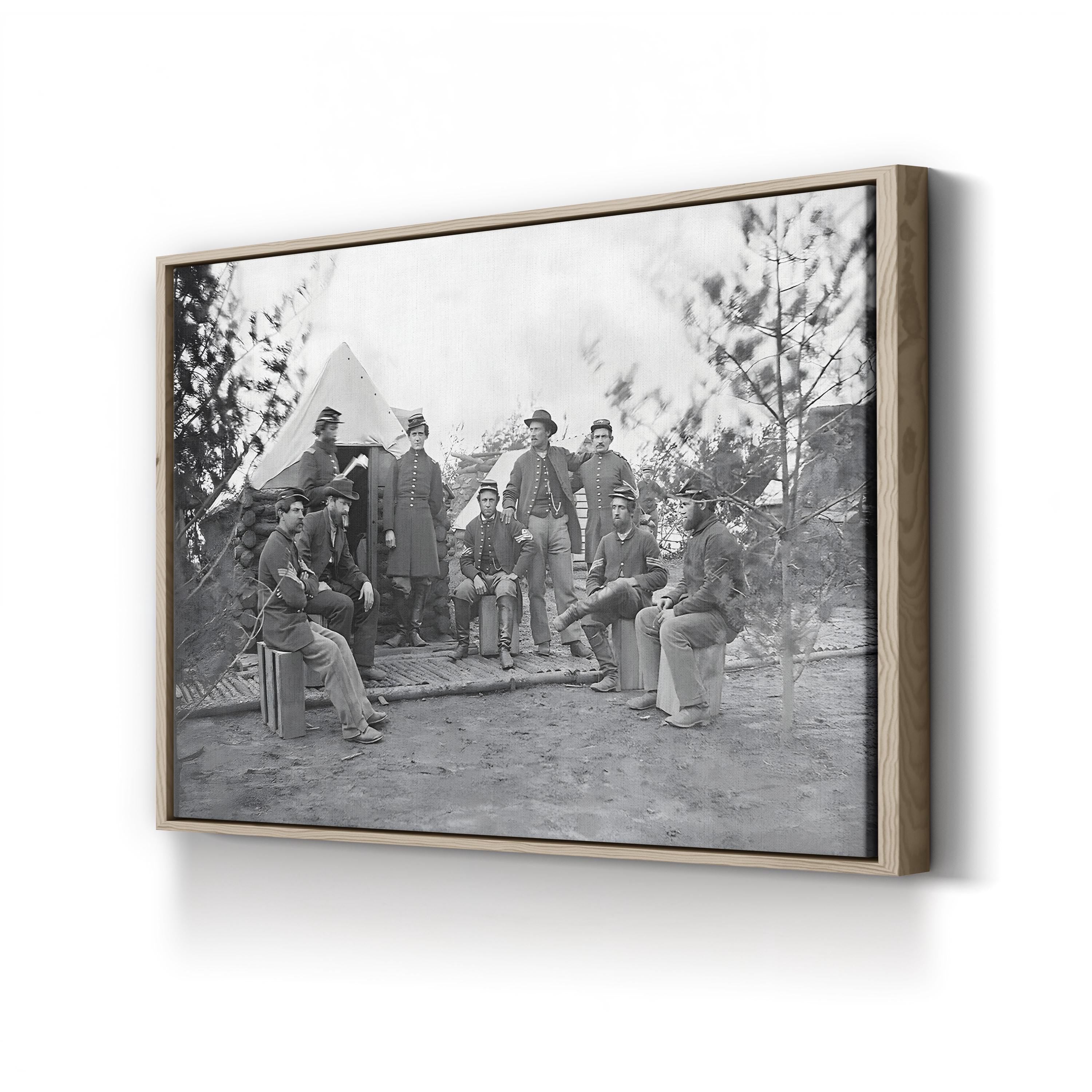 Soldiers at Camp During the American Civil War Wall Art | National Archives Vintage Photograph Canvas