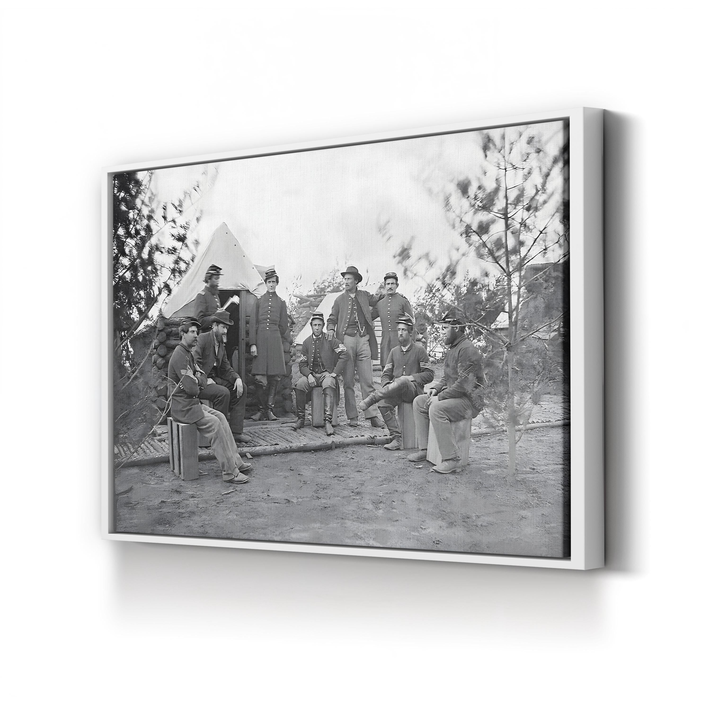 Soldiers at Camp During the American Civil War Wall Art | National Archives Vintage Photograph Canvas
