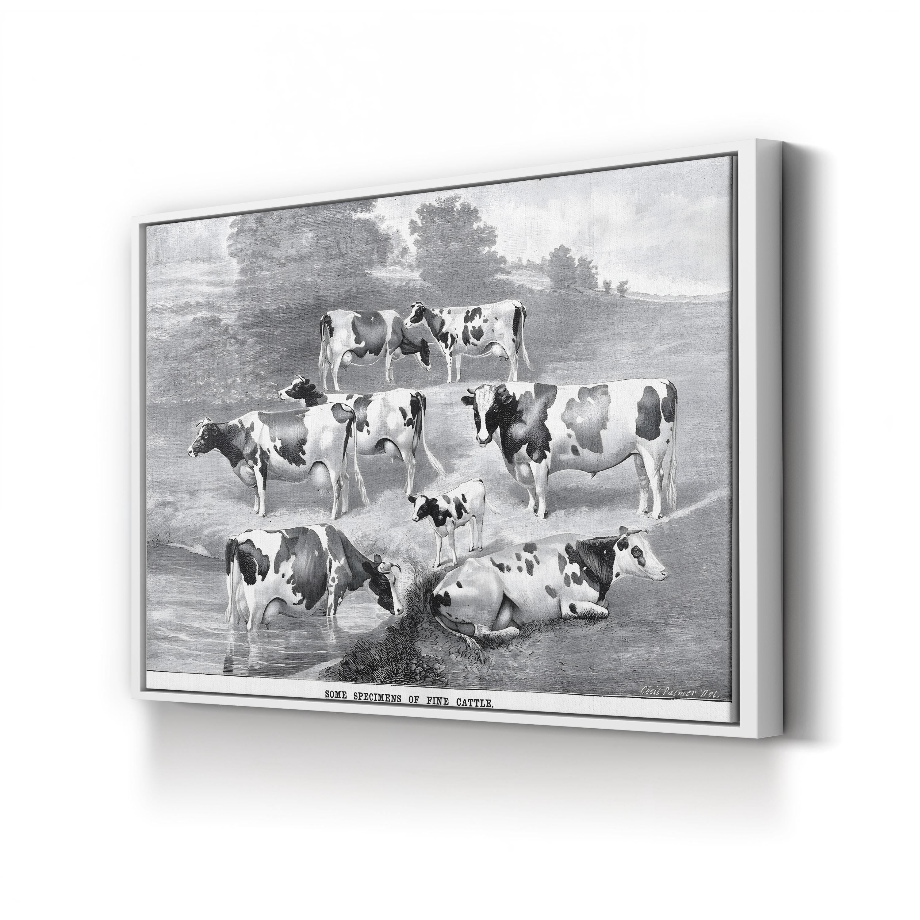 1884 Farmstead Cattle Farmhouse Canvas Wall Art