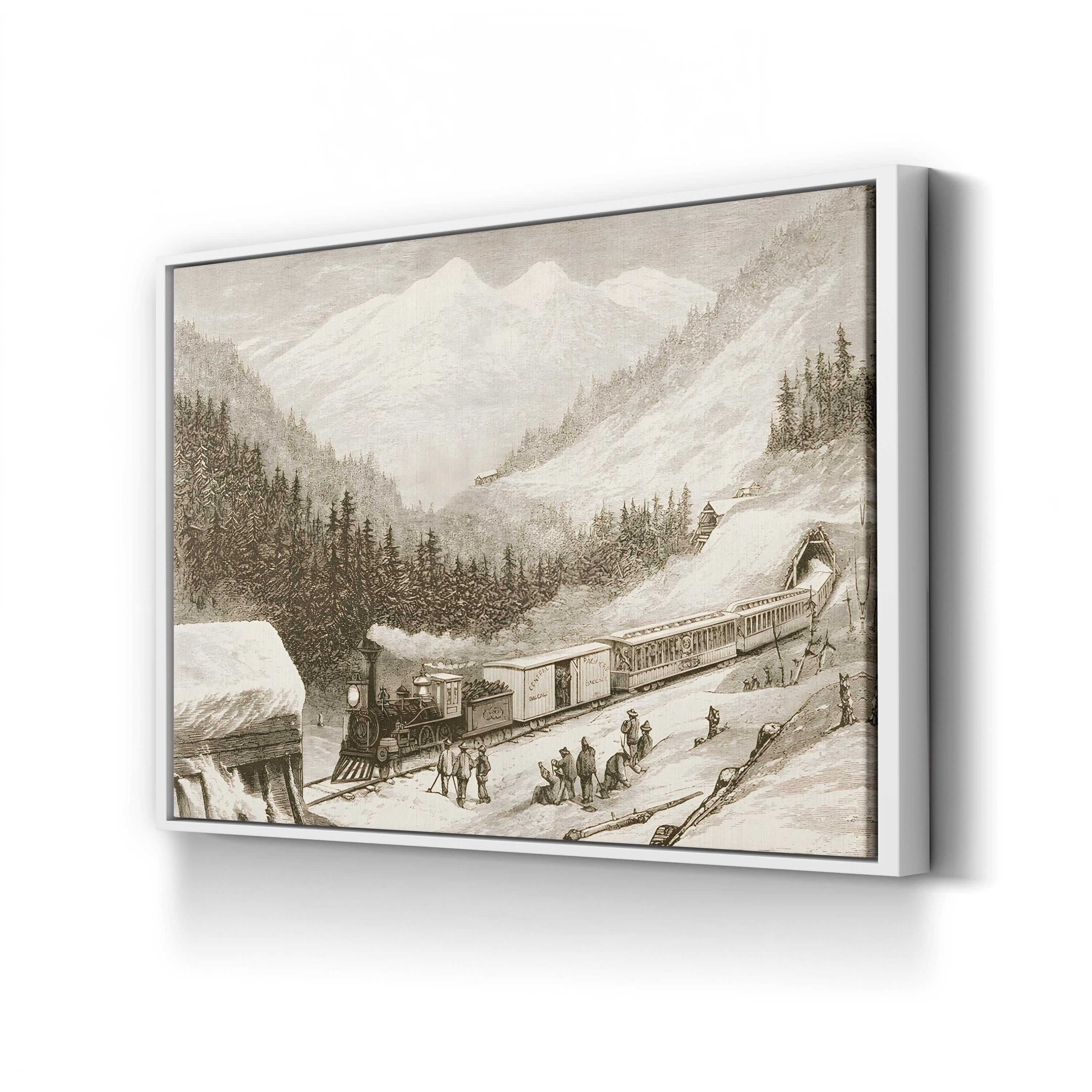 Sierra Nevada Steam Train – Period Illustration Wall Art | Vintage Railroad Canvas Print