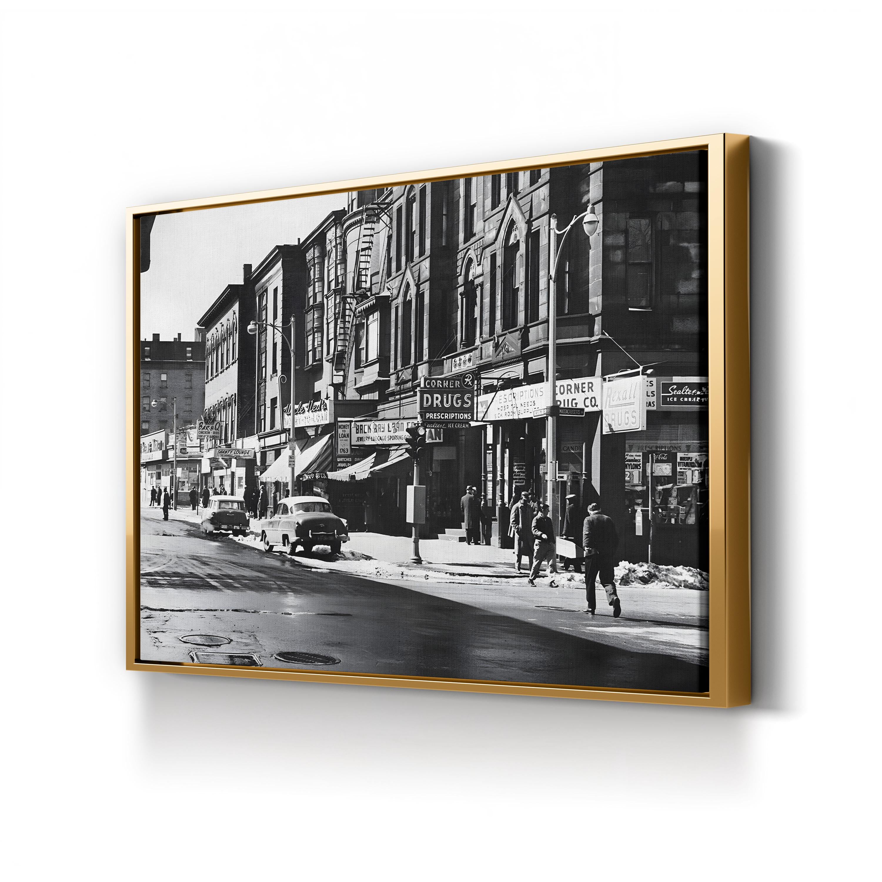 Washington Street Boston, 1960s – Vintage Photography Wall Art | Black & White Cityscape Canvas Print