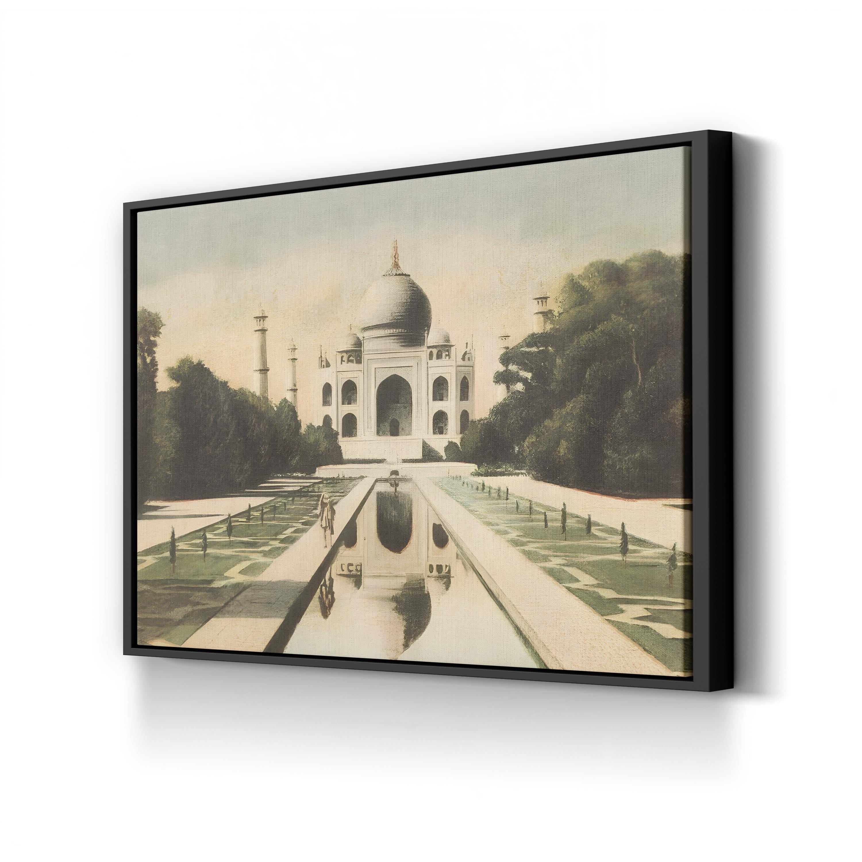 Taj Mahal Postcard I Canvas Print – Vintage India Architecture Wall Art