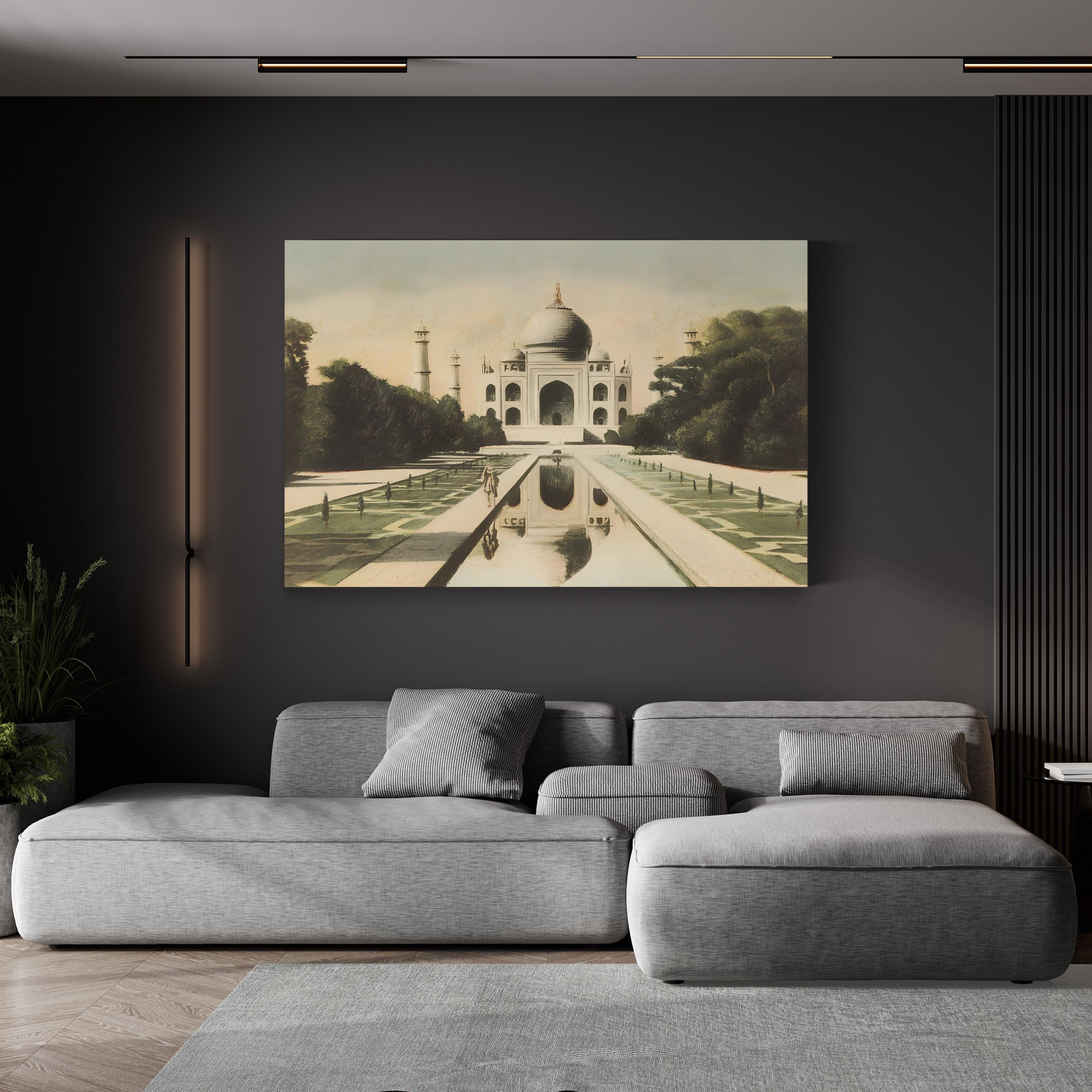 Taj Mahal Postcard I Canvas Print – Vintage India Architecture Wall Art