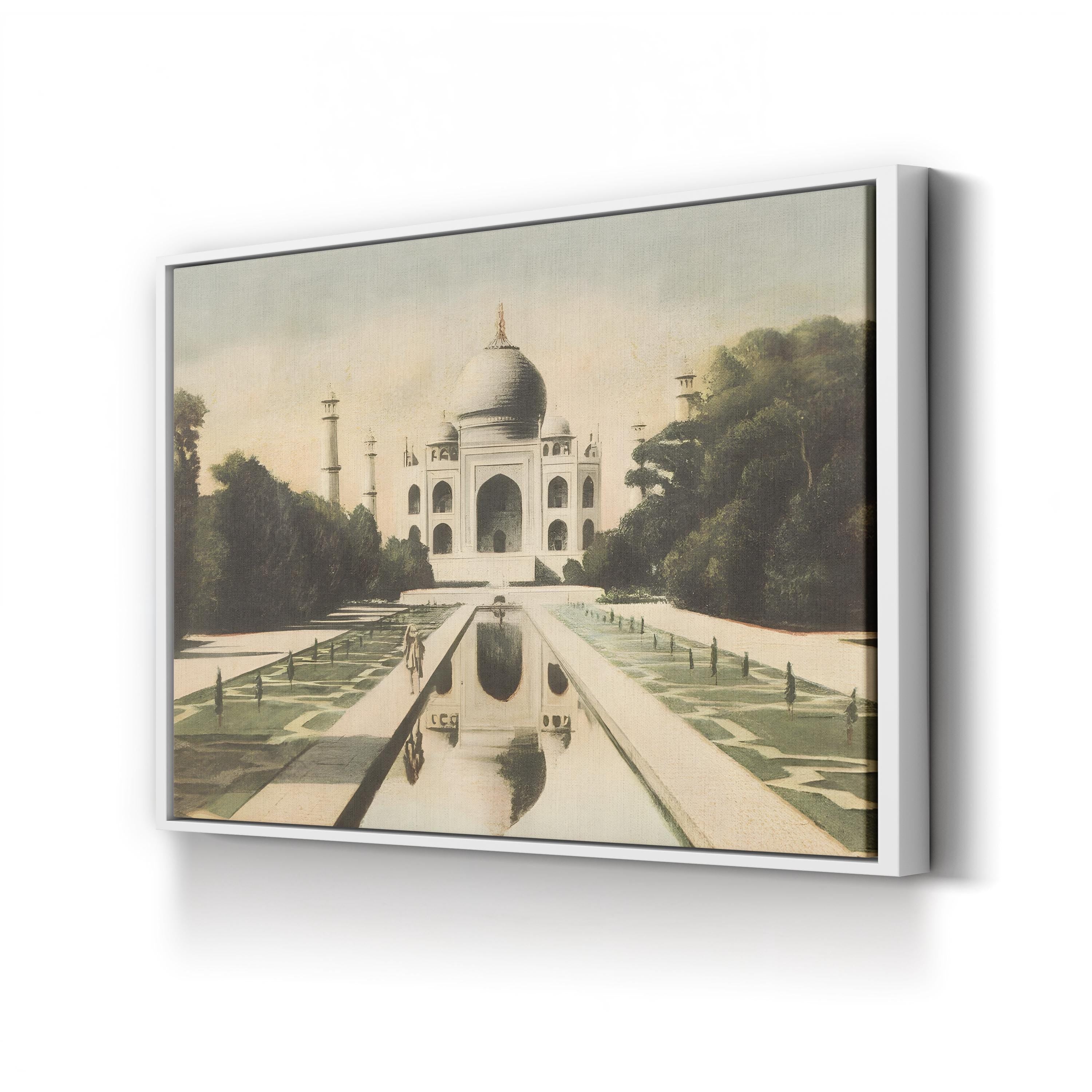 Taj Mahal Postcard I Canvas Print – Vintage India Architecture Wall Art
