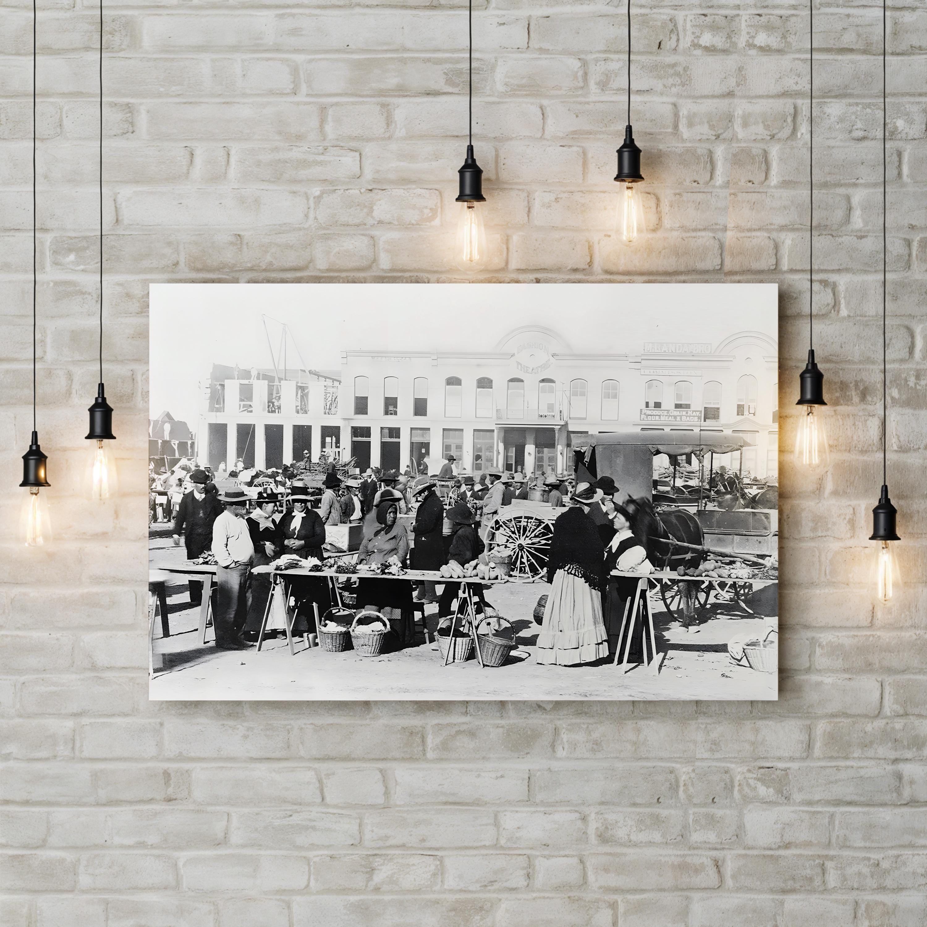 Vintage Texas Market, 1887 – Vintage Photography Wall Art | Western Town Canvas Print