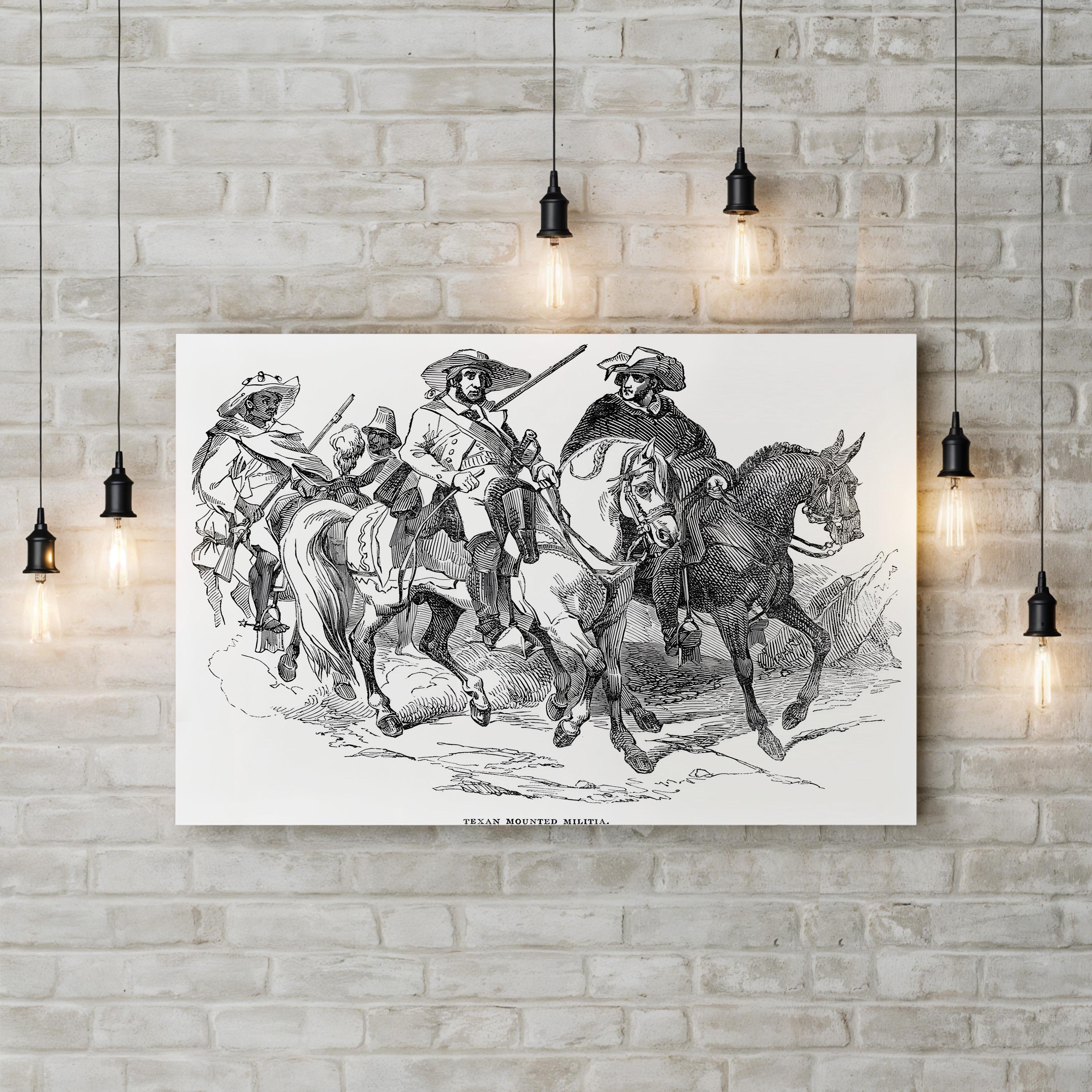 Texas Rangers 1842 Canvas Print – Vintage Western Cowboy on Horse Wall Art