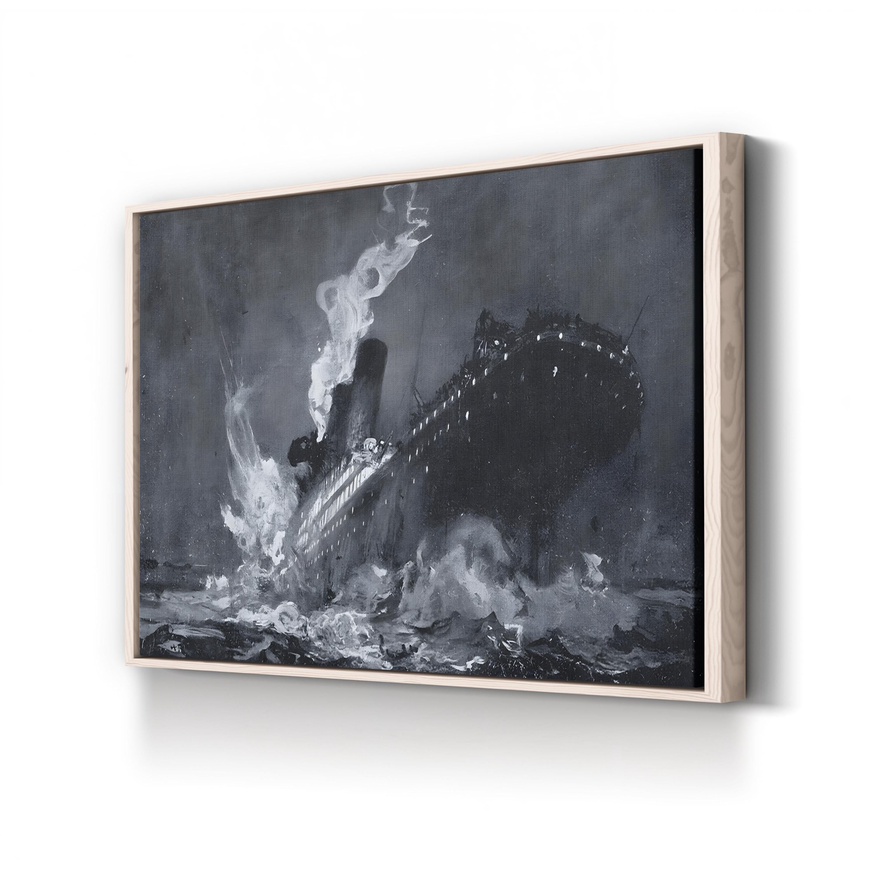 The 46,328 Tons RMS Titanic Sinking by Henry Reuterdahl canvas print in Natural frame