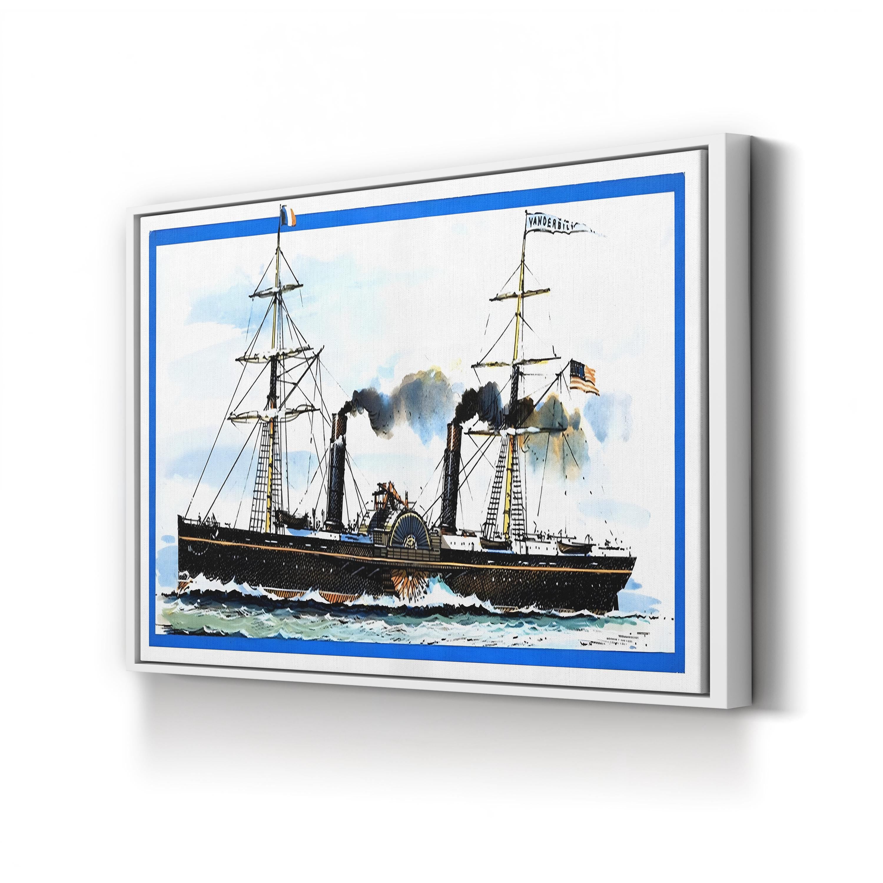 The American Paddle Steamer Vanderbilt Wall Art by John S. Smith – Vintage Maritime Illustration