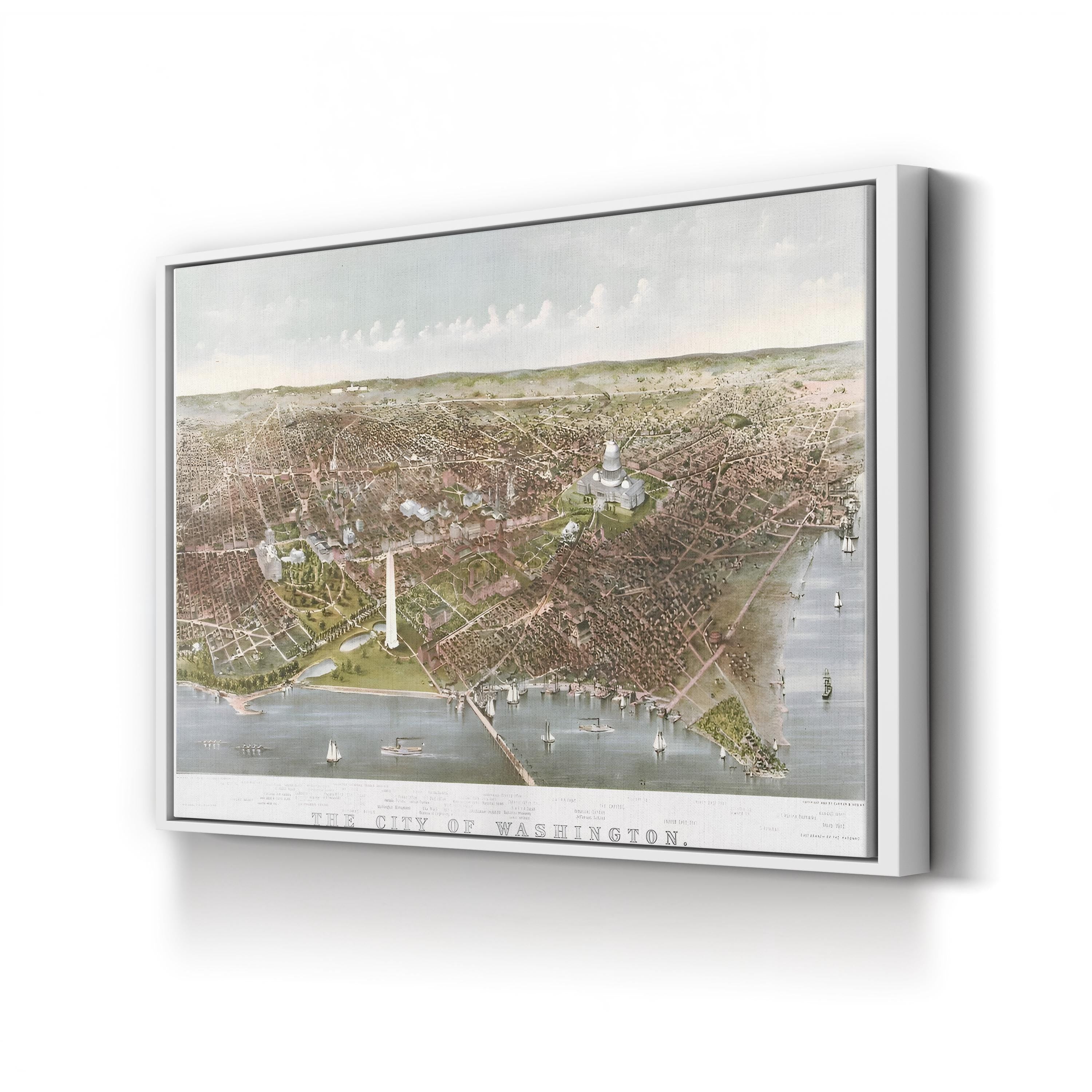 Washington DC Potomac View – Period Illustration Wall Art | 19th-Century Cityscape Canvas Print
