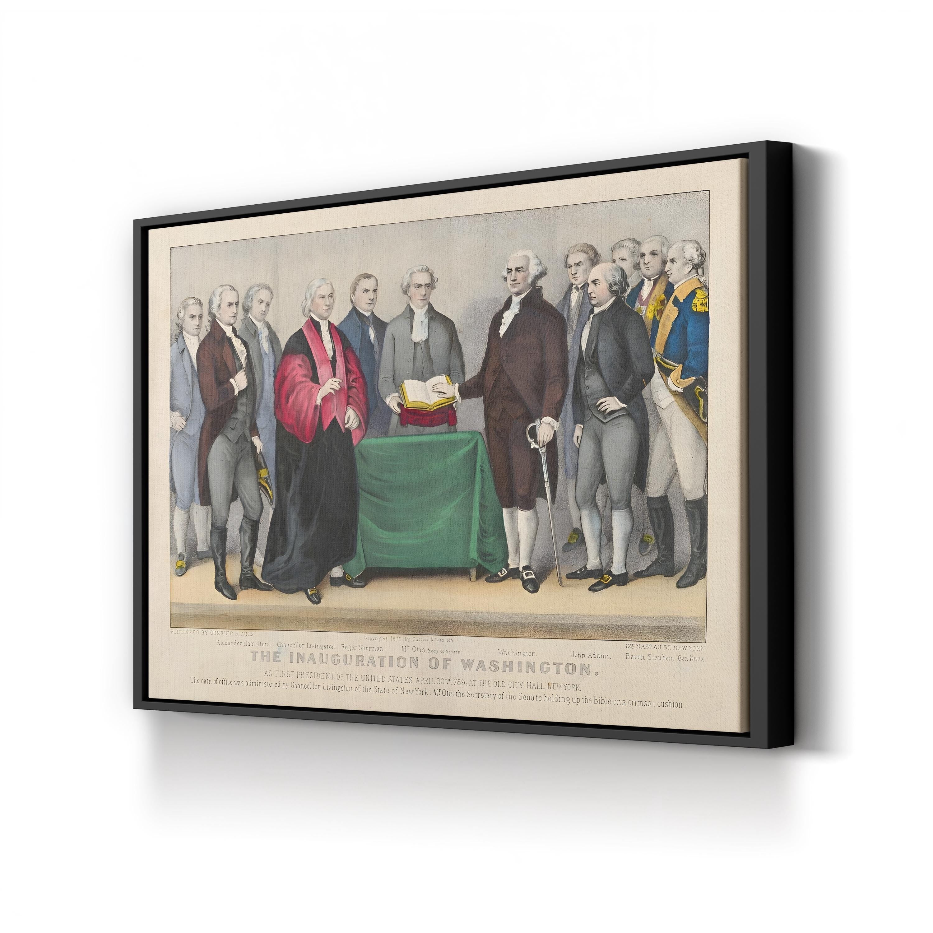George Washington Inauguration Wall Art – Currier & Ives 1789 American History Lithograph Print