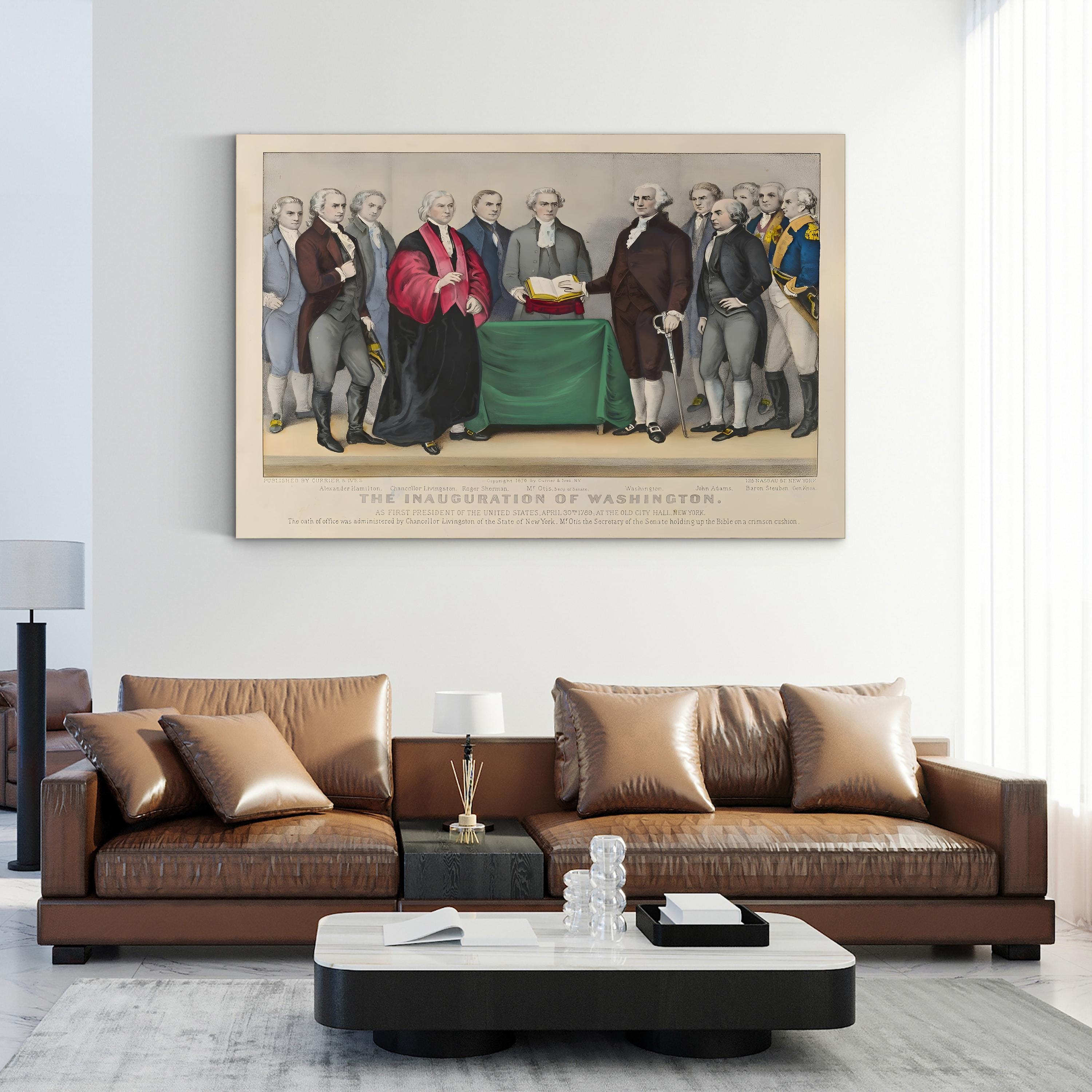 George Washington Inauguration Wall Art – Currier & Ives 1789 American History Lithograph Print
