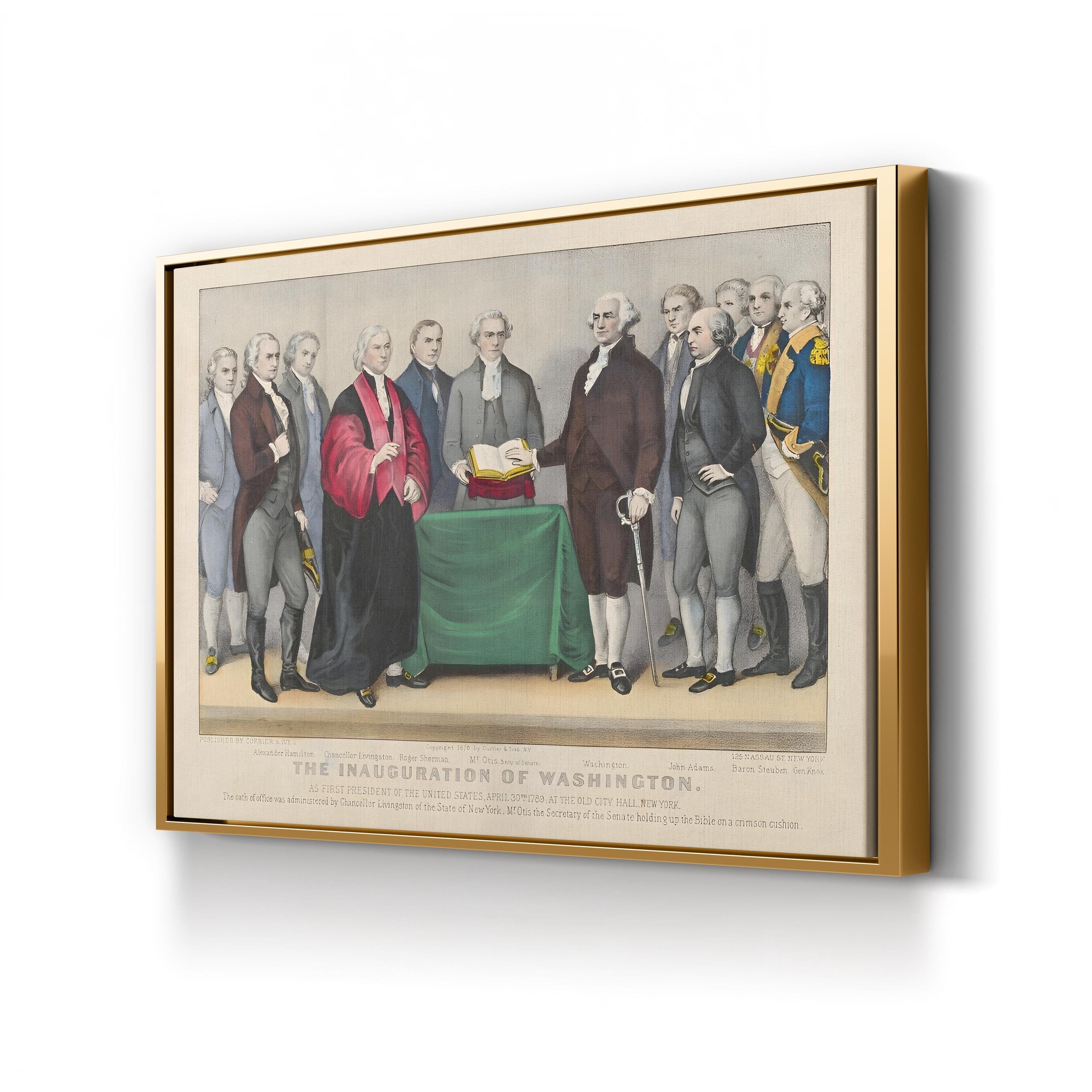 George Washington Inauguration Wall Art – Currier & Ives 1789 American History Lithograph Print