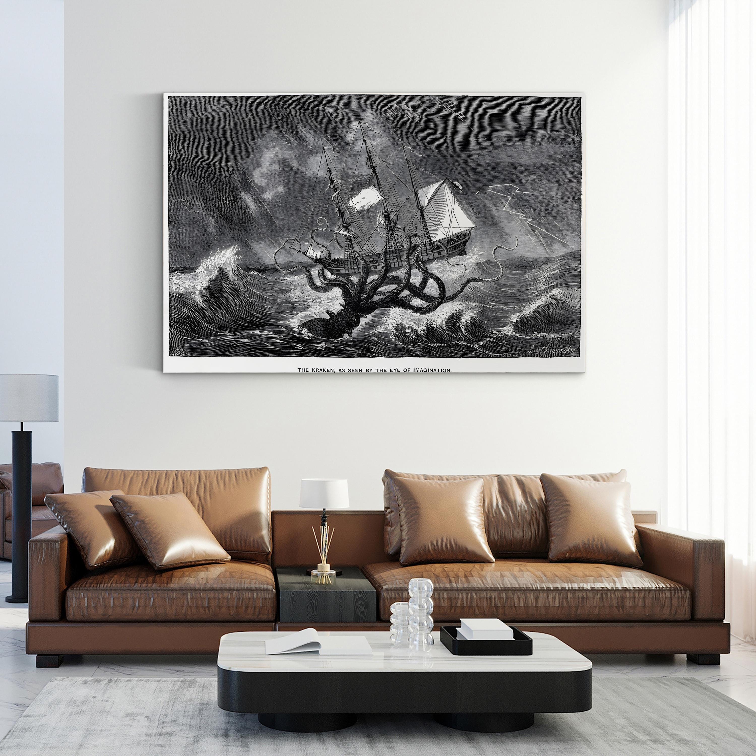 The Kraken, As Seen by the Eye of the Imagination, 1887 Wall Art by Edgar Etherington | Victorian Nautical Myth Illustration