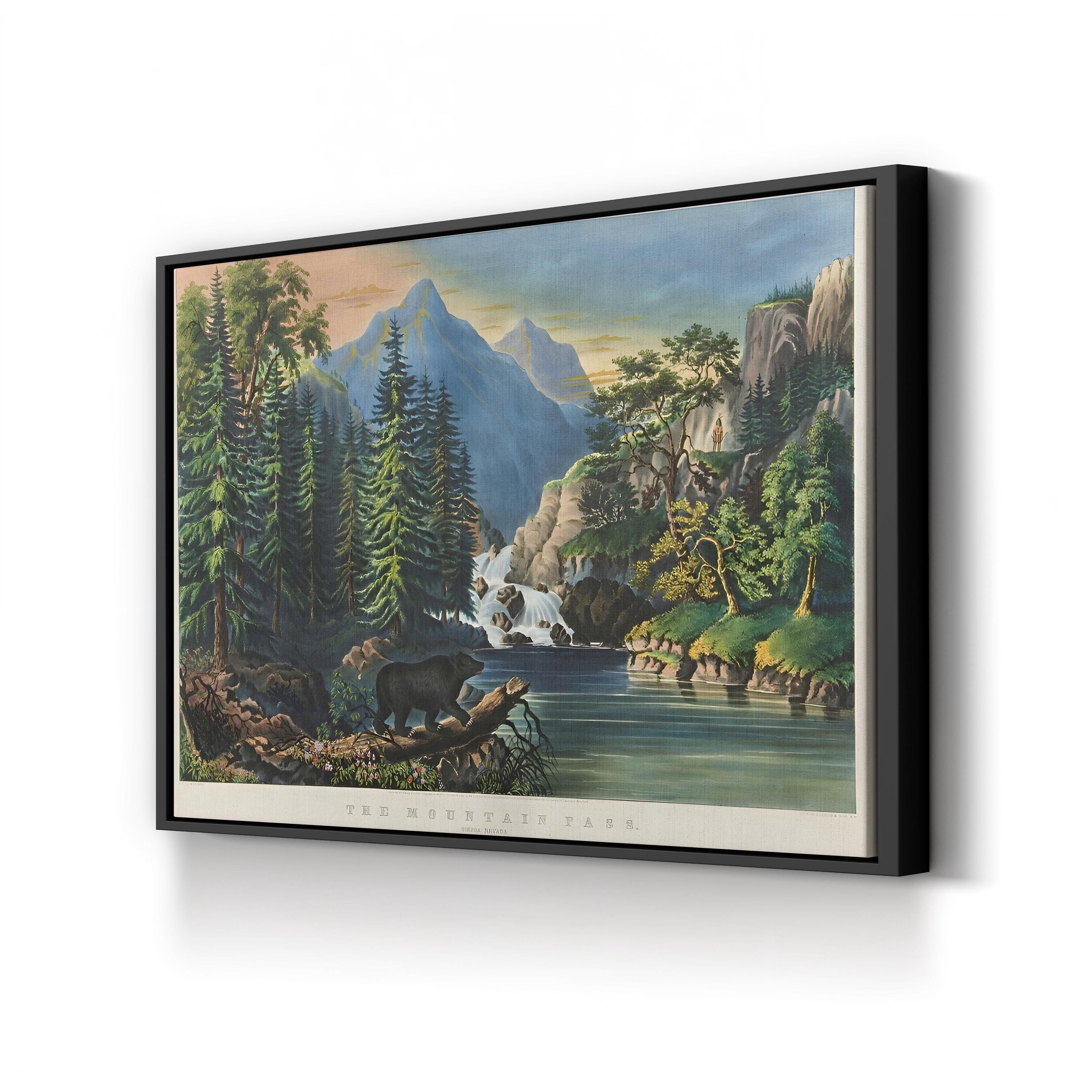 Sierra Nevada Mountain Pass – Period Illustration Wall Art | Wilderness Landscape Canvas Print