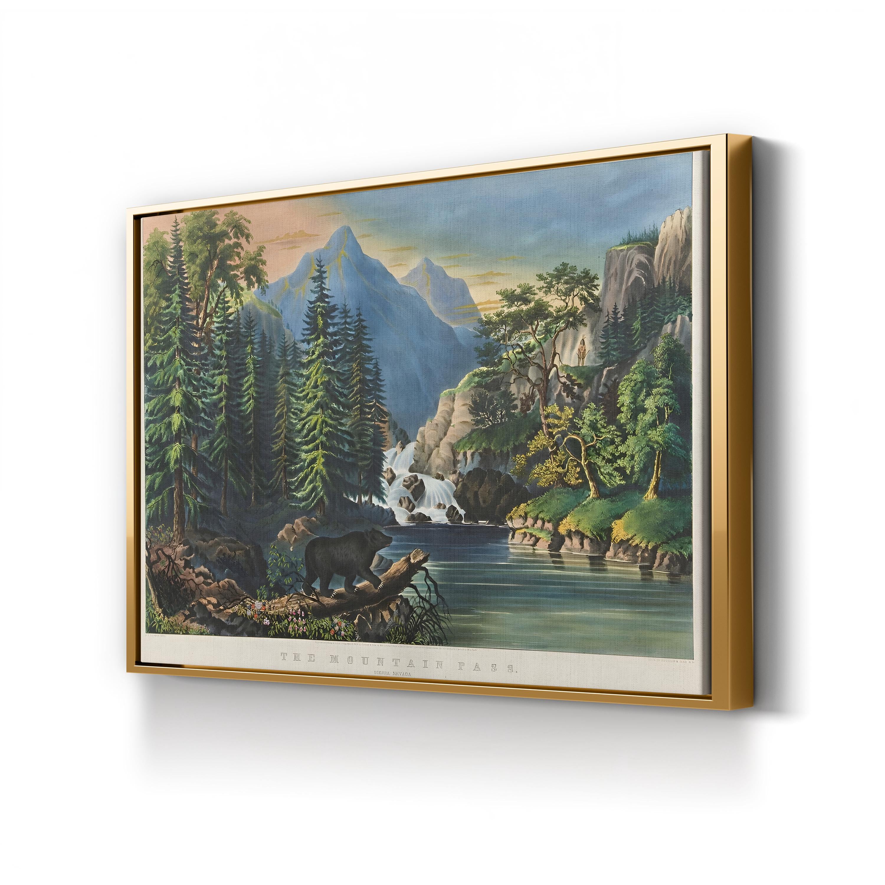 Sierra Nevada Mountain Pass – Period Illustration Wall Art | Wilderness Landscape Canvas Print