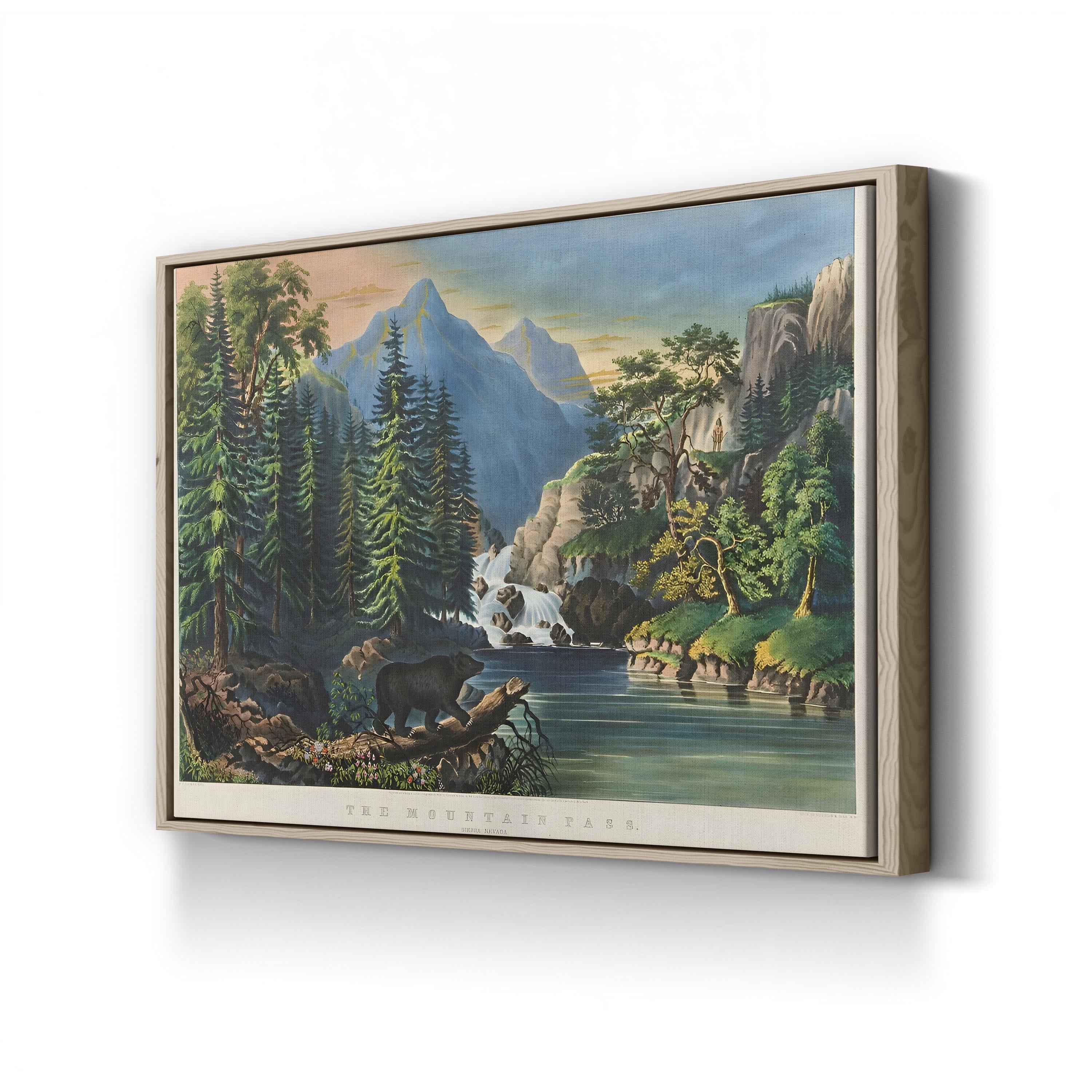 Sierra Nevada Mountain Pass – Period Illustration Wall Art | Wilderness Landscape Canvas Print