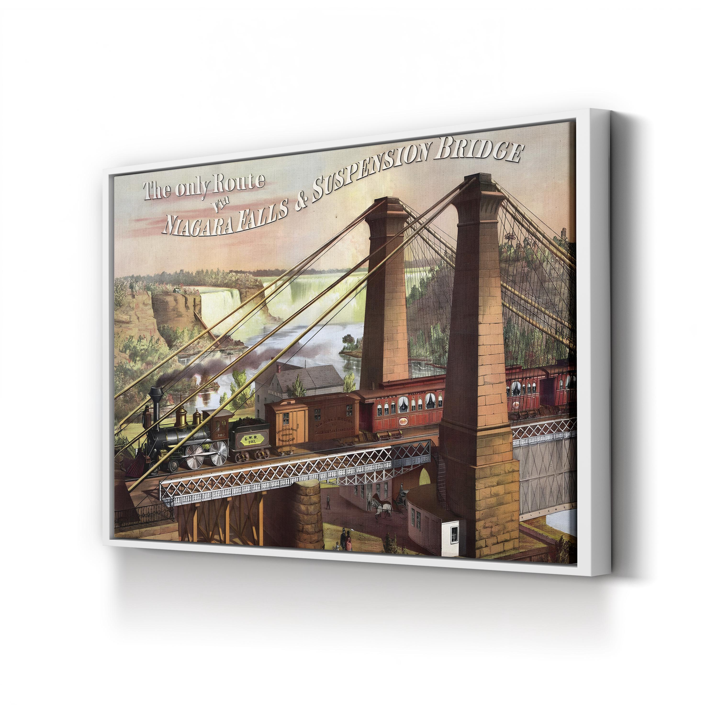 The Only Route Via Niagara Falls & Suspension Bridge, 1876 – Vintage Travel Illustration Wall Art