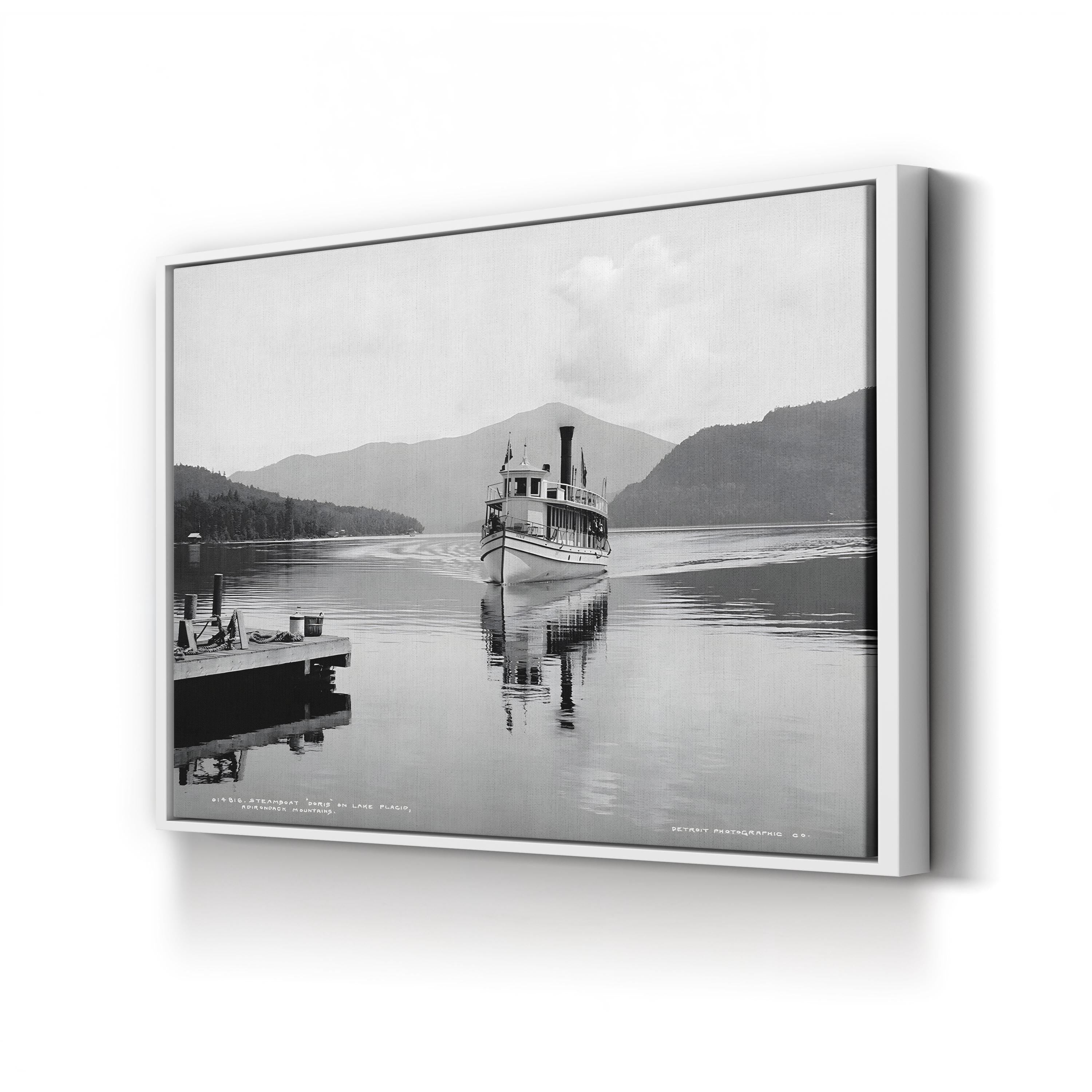 The Steamboat Doris on Lake Placid, Adirondack Mountains, New York (c.1902) Wall Art by William Henry Jackson