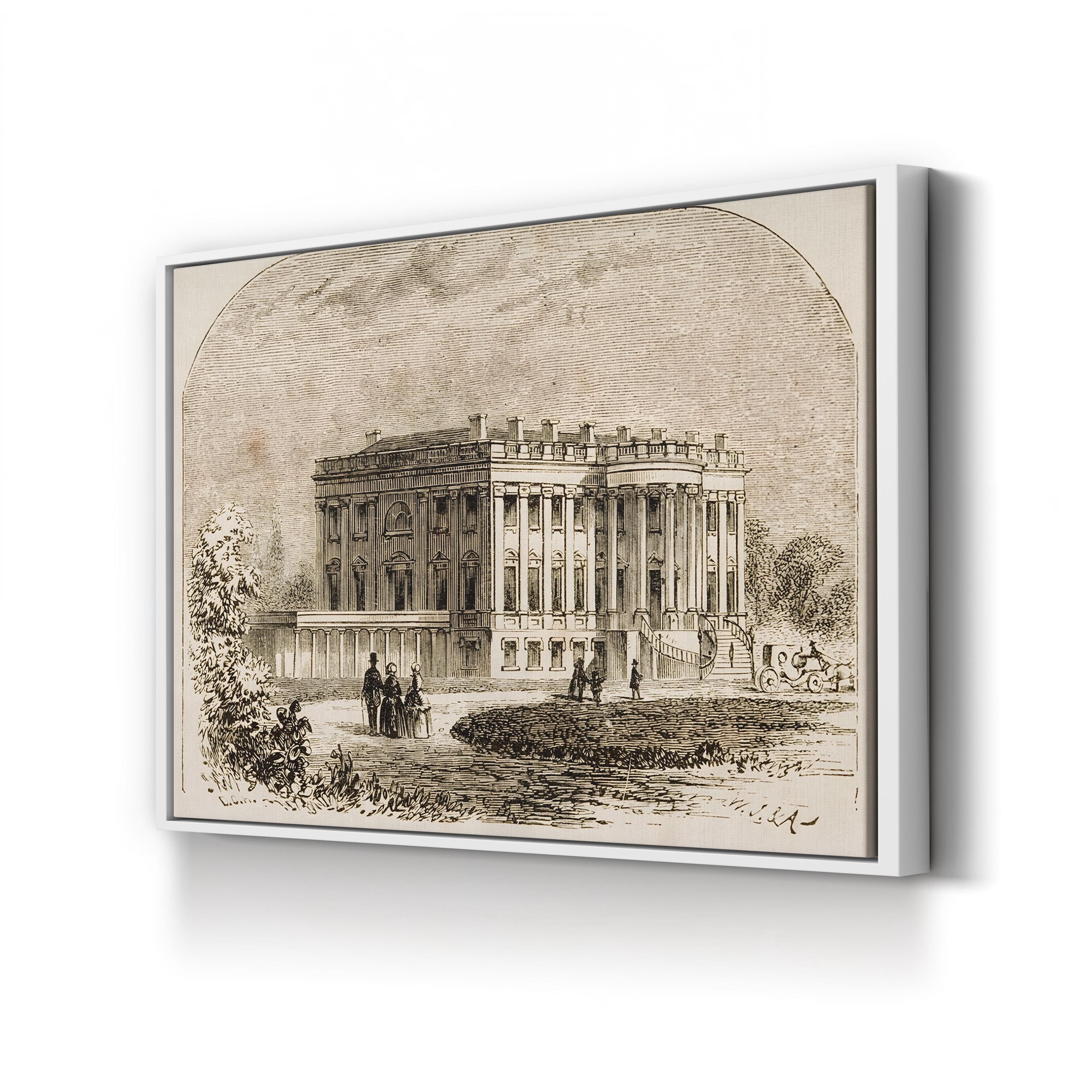 The White House, 1870s – Period Illustration Wall Art | Historic Engraving Canvas Print