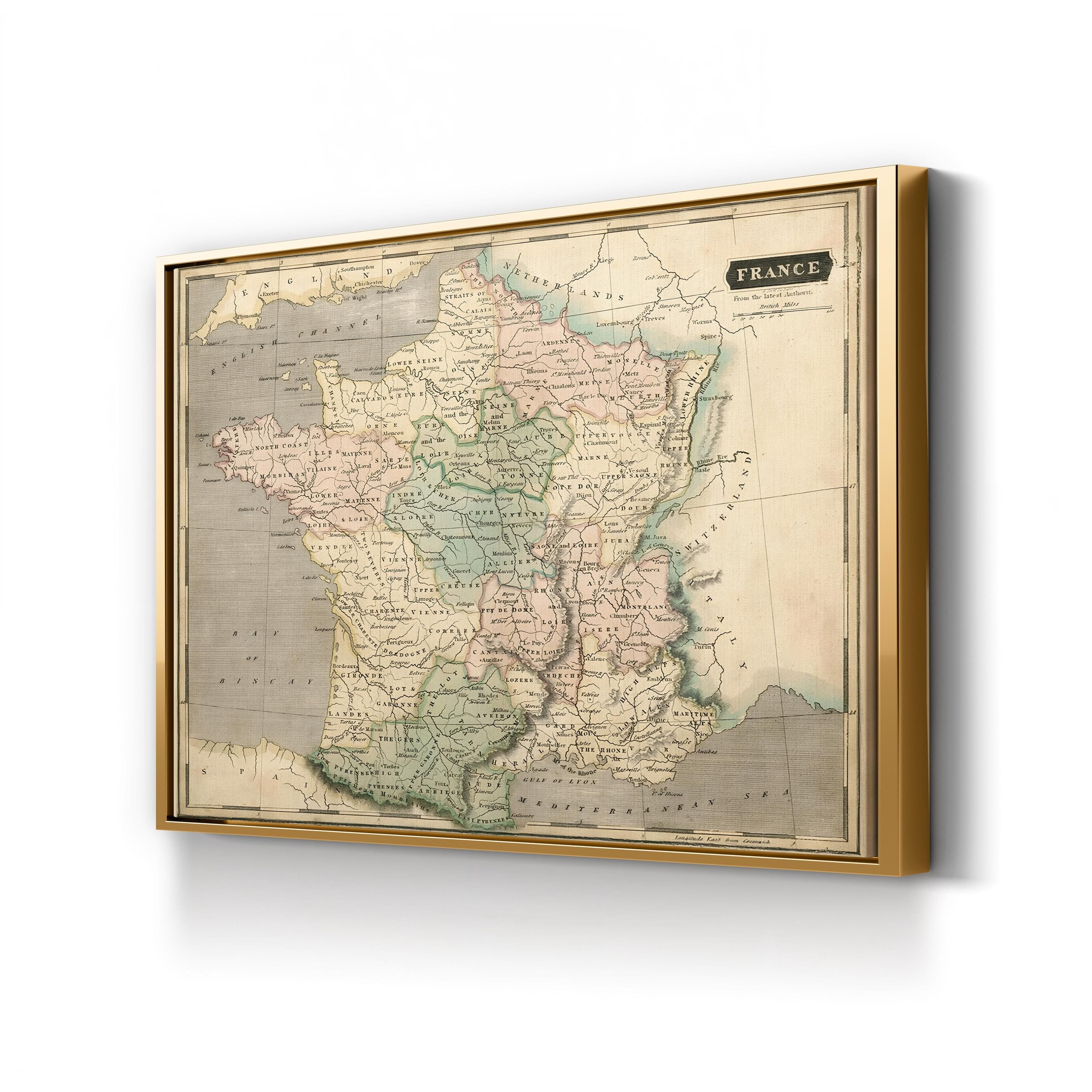 Thomson Map of France, 1814 – Historical Map Wall Art | Vintage Cartography Canvas Print