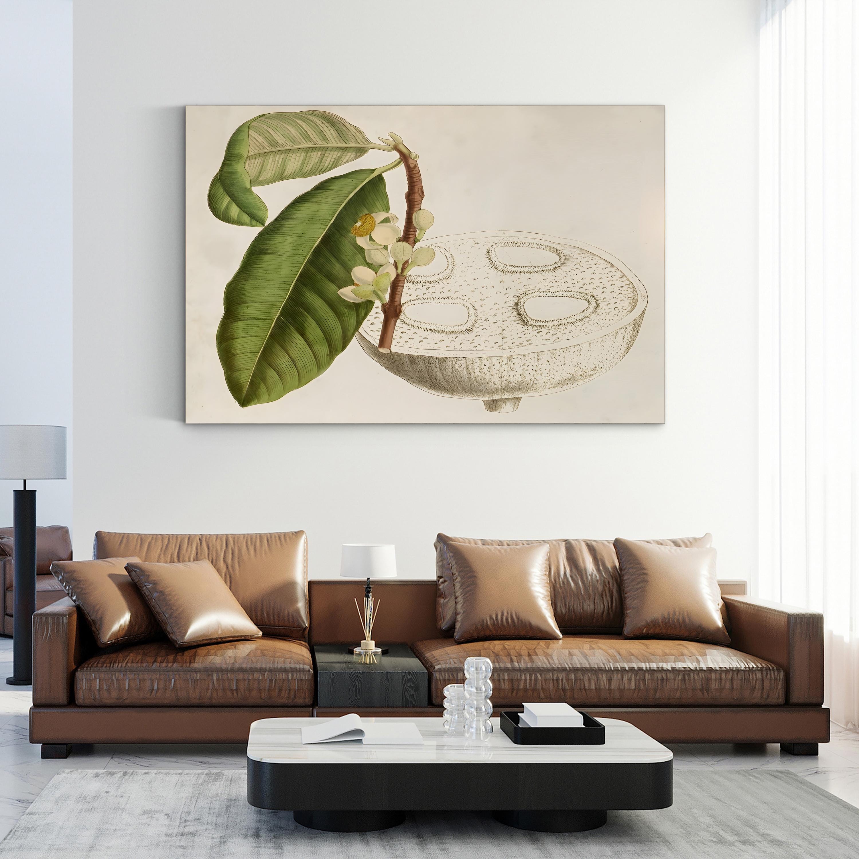 Tropical Fruit Canvas Print: Vintage Botanical Foliage Wall Art