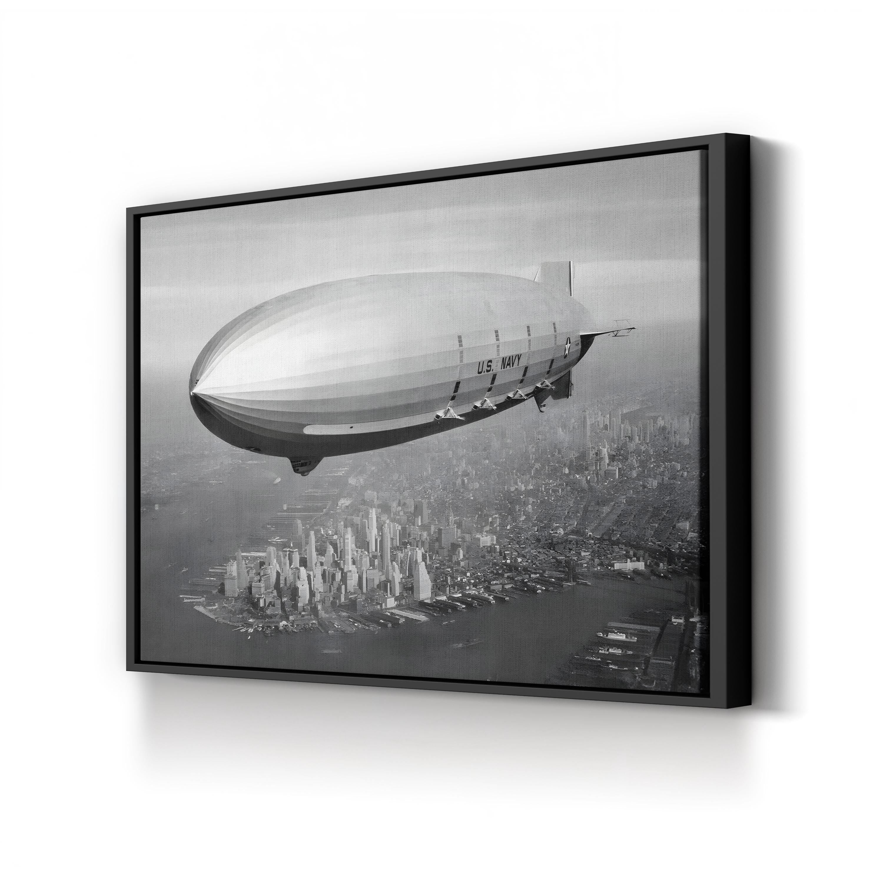USS Macon Airship Over New York City: Vintage Aviation Canvas Art