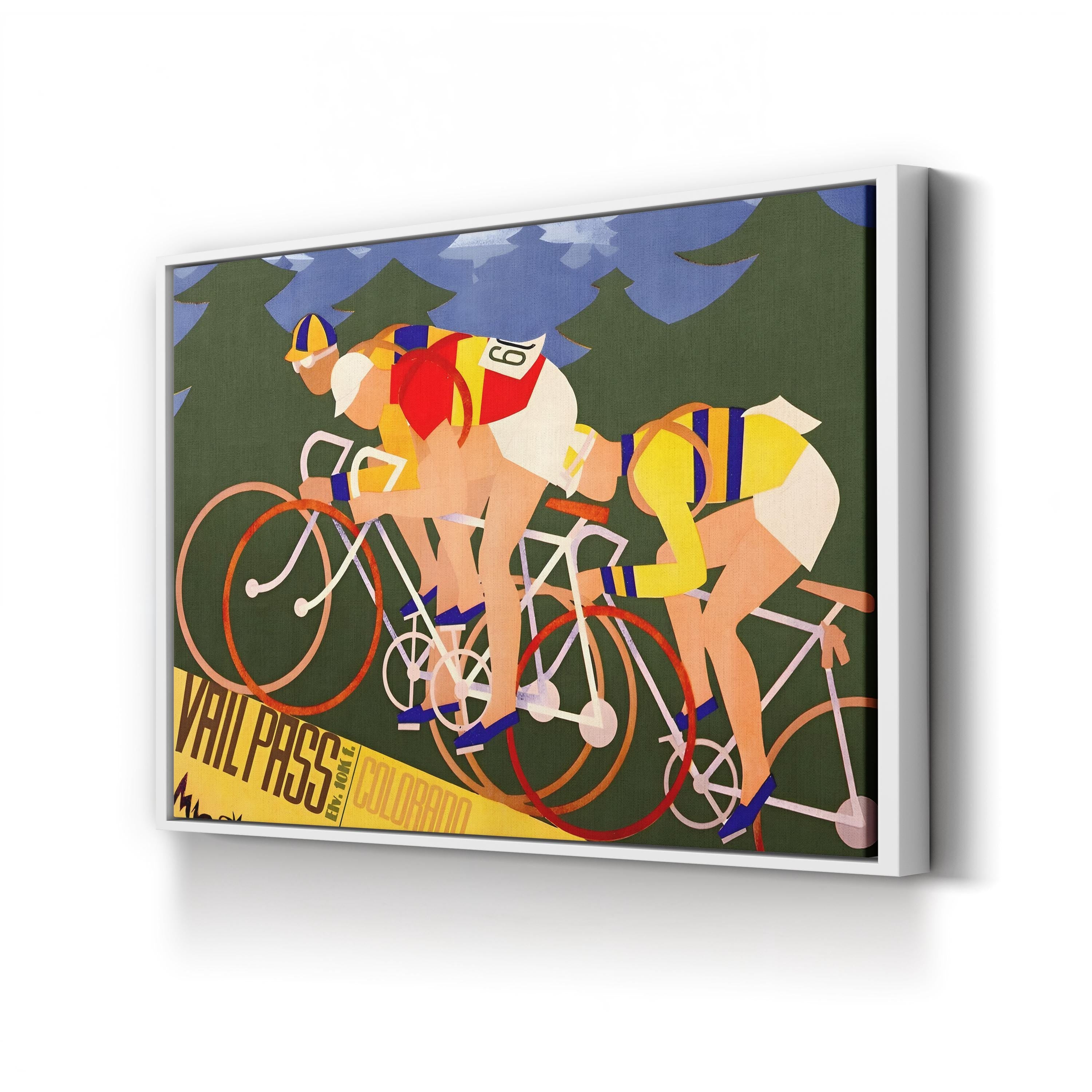 Vintage Cycling Illustration Vail Pass Bicycle Race in Colorado Poster