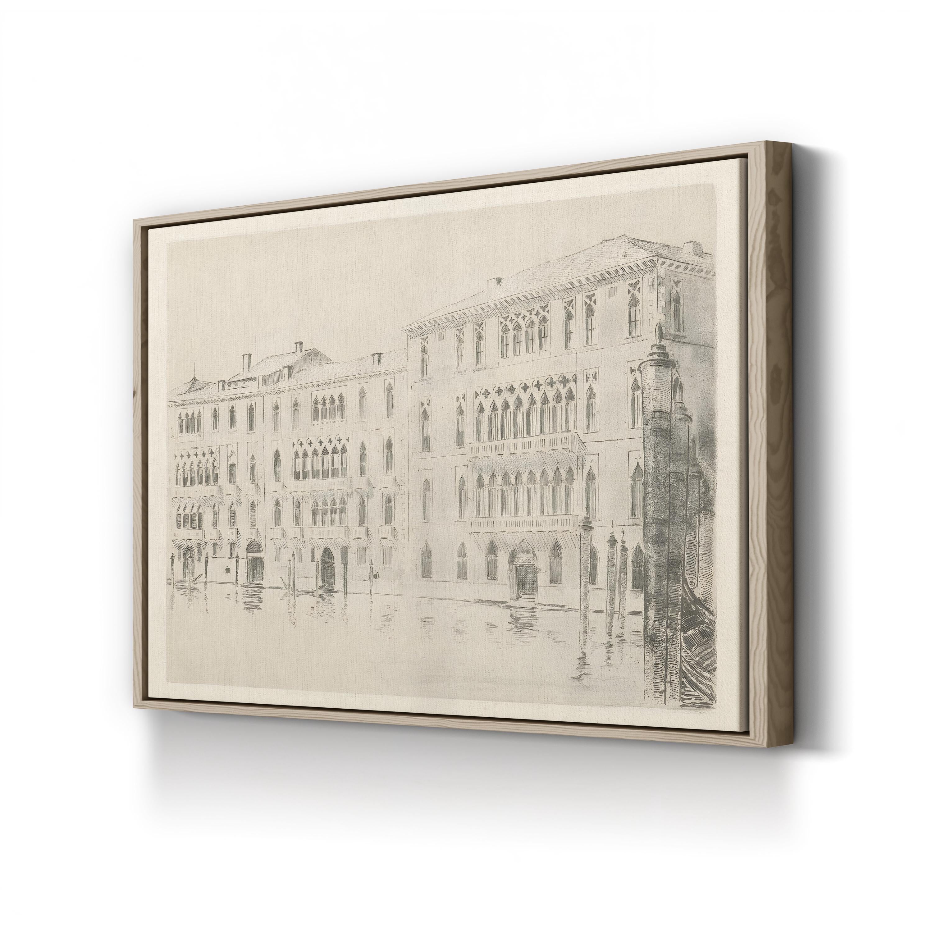 Venice, Italy Canal Architecture Etching Canvas Art Print