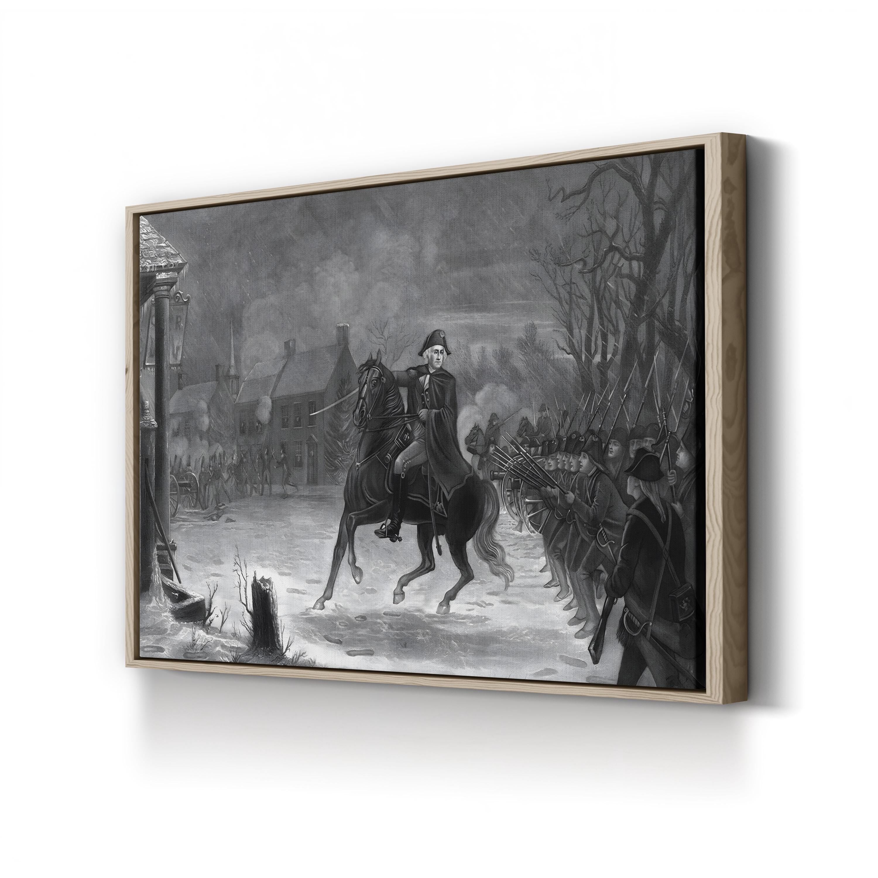 General Leading Troops Through Snow – Period Illustration Wall Art | Vintage Military Canvas Print