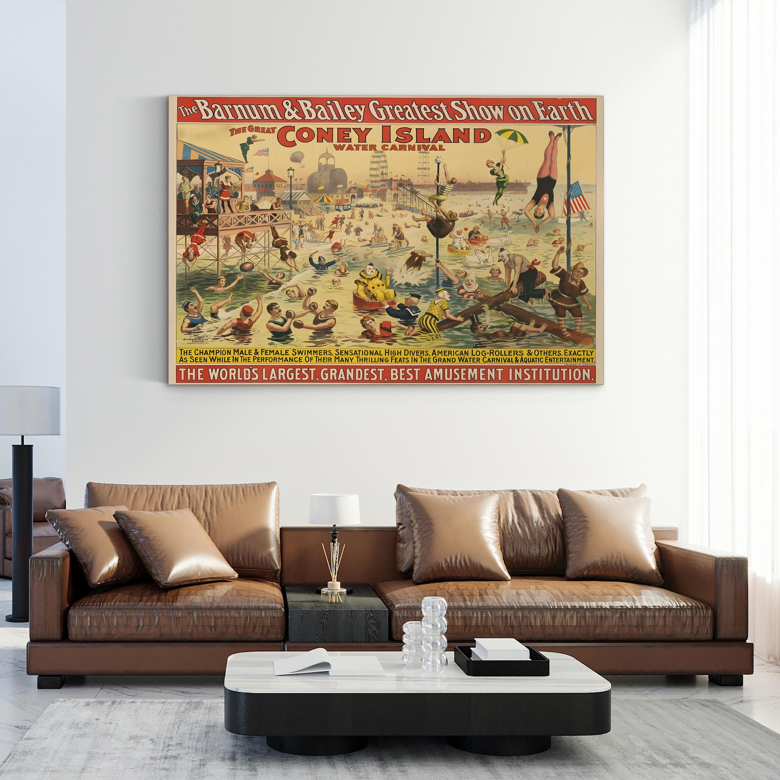 Vintage Barnum & Bailey Circus Poster: 1898 Coney Island Water Carnival
