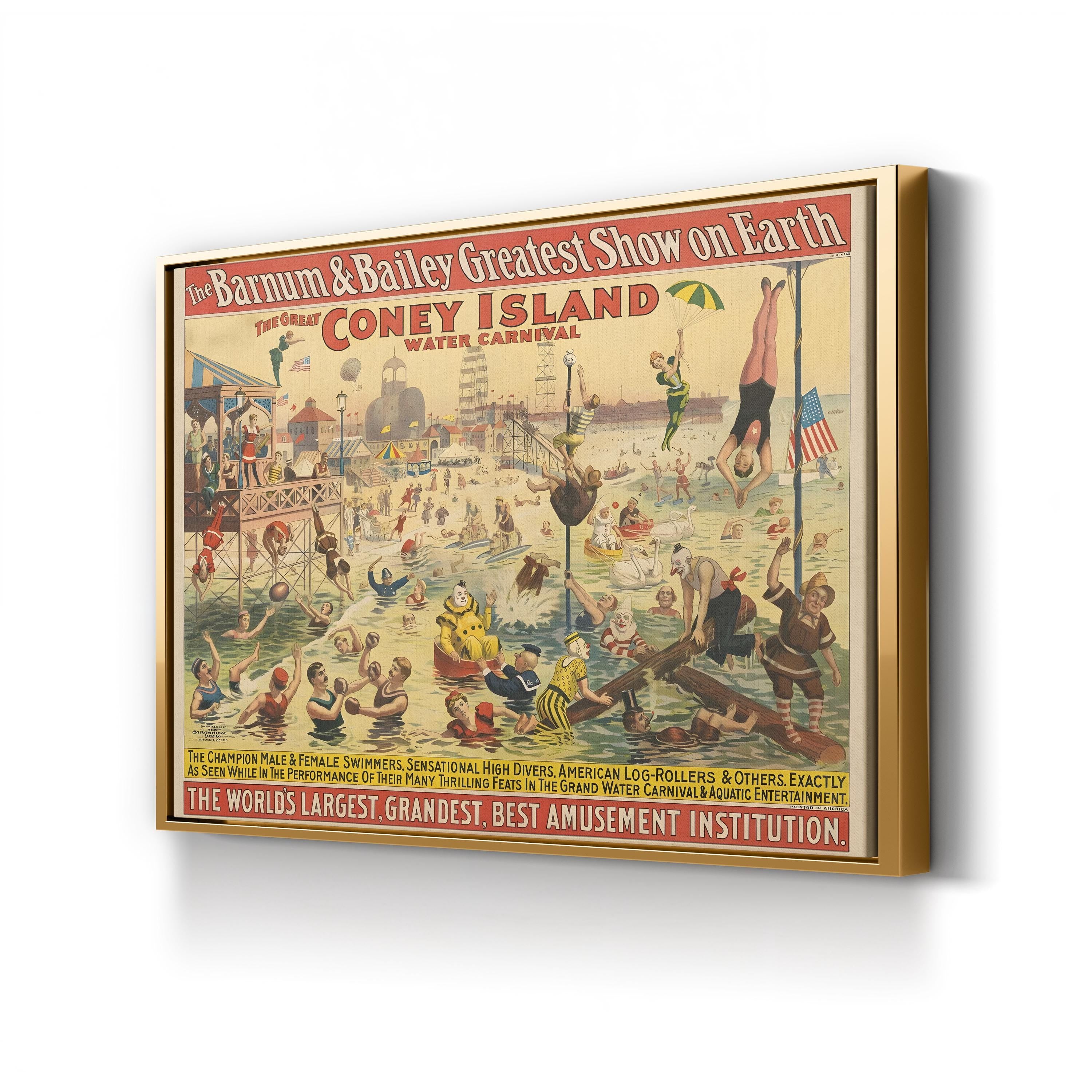 Vintage Barnum & Bailey Circus Poster: 1898 Coney Island Water Carnival