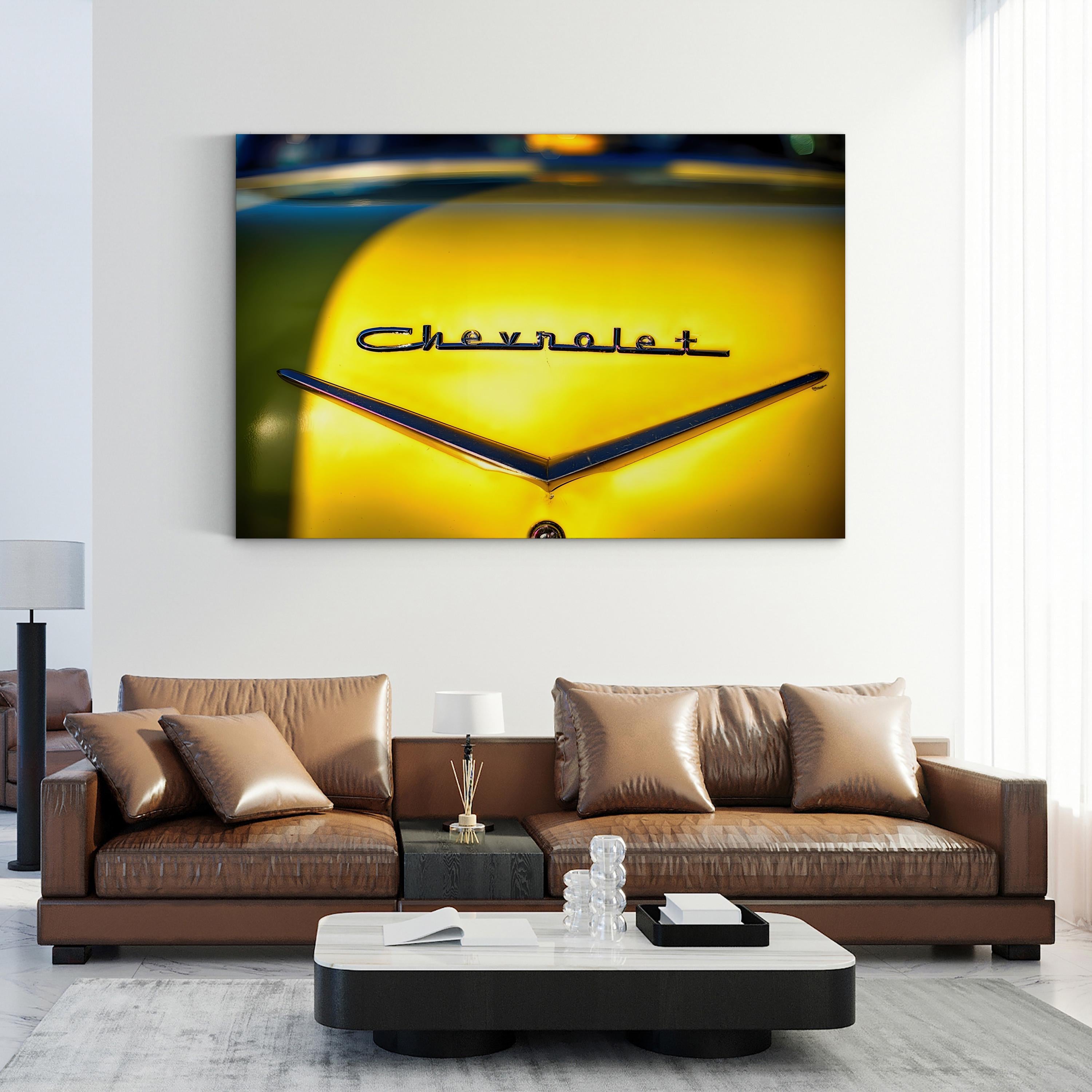 Chevrolet Classic Yellow American Emblem Automotive Wall Art