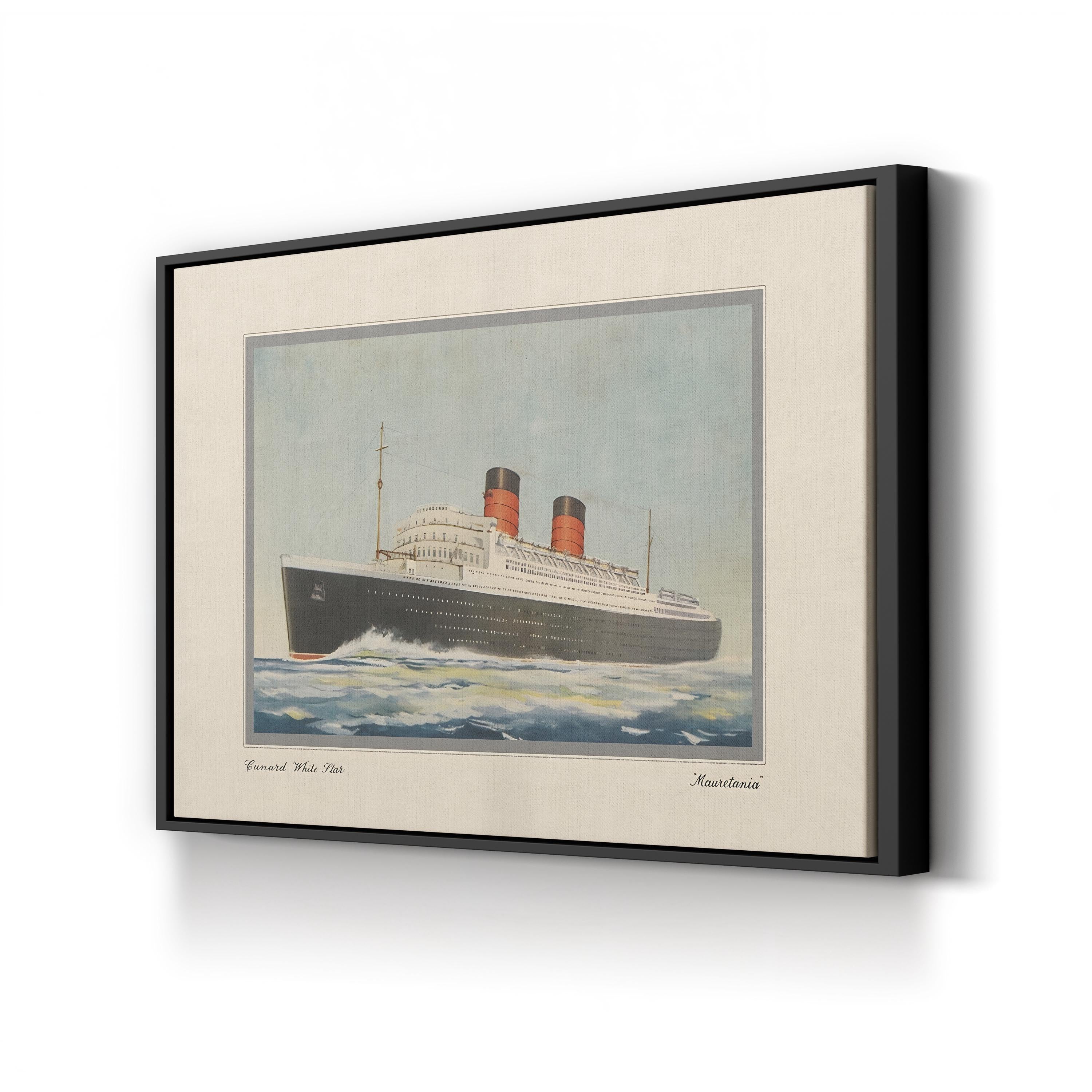 RMS Mauretania Ocean Liner, 1939 canvas print in Black frame