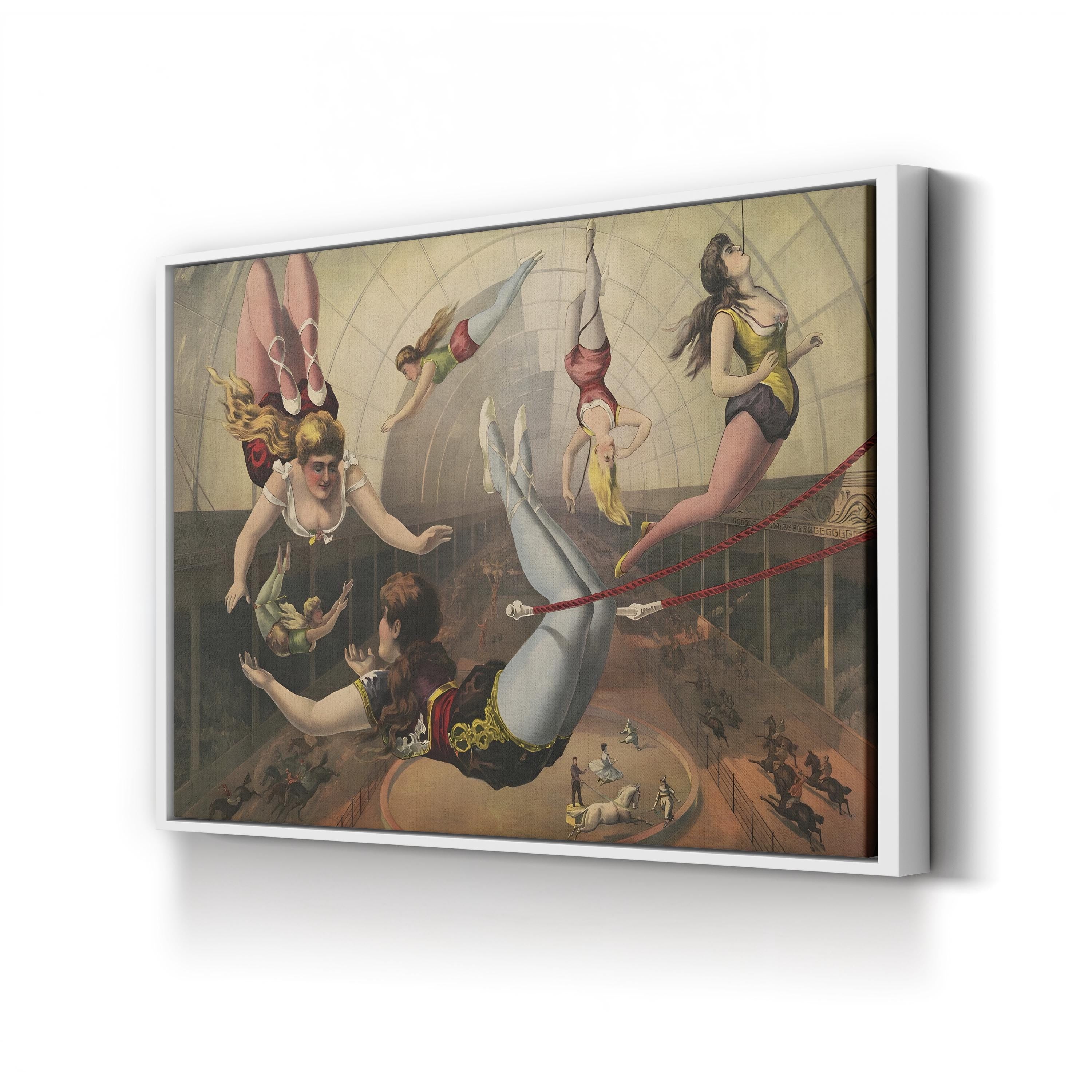 Circus Female Acrobats Antique Performance Art Illustration Canvas Print