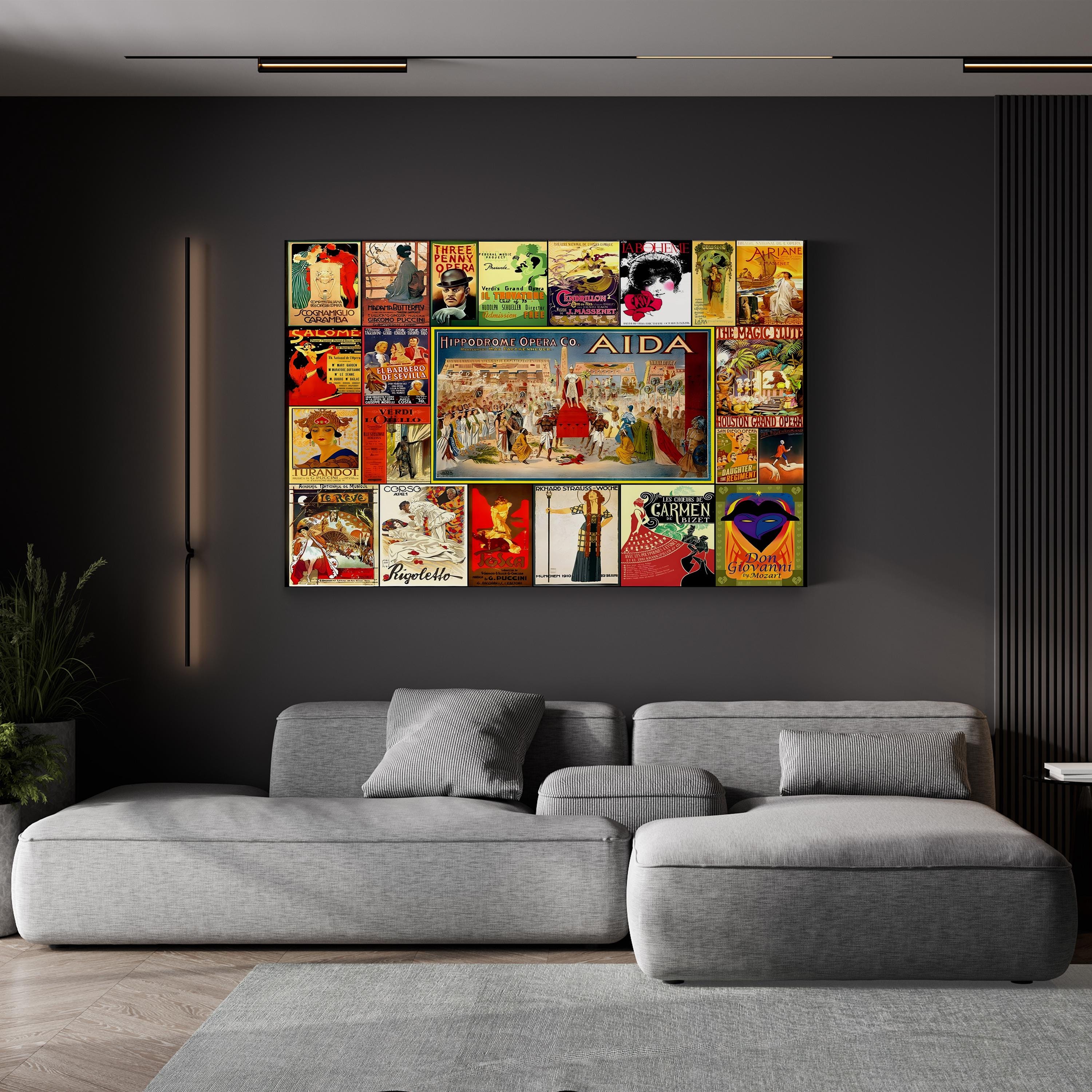 Opera Poster Collage – Period Illustration Wall Art | Vintage Theatre Canvas Print