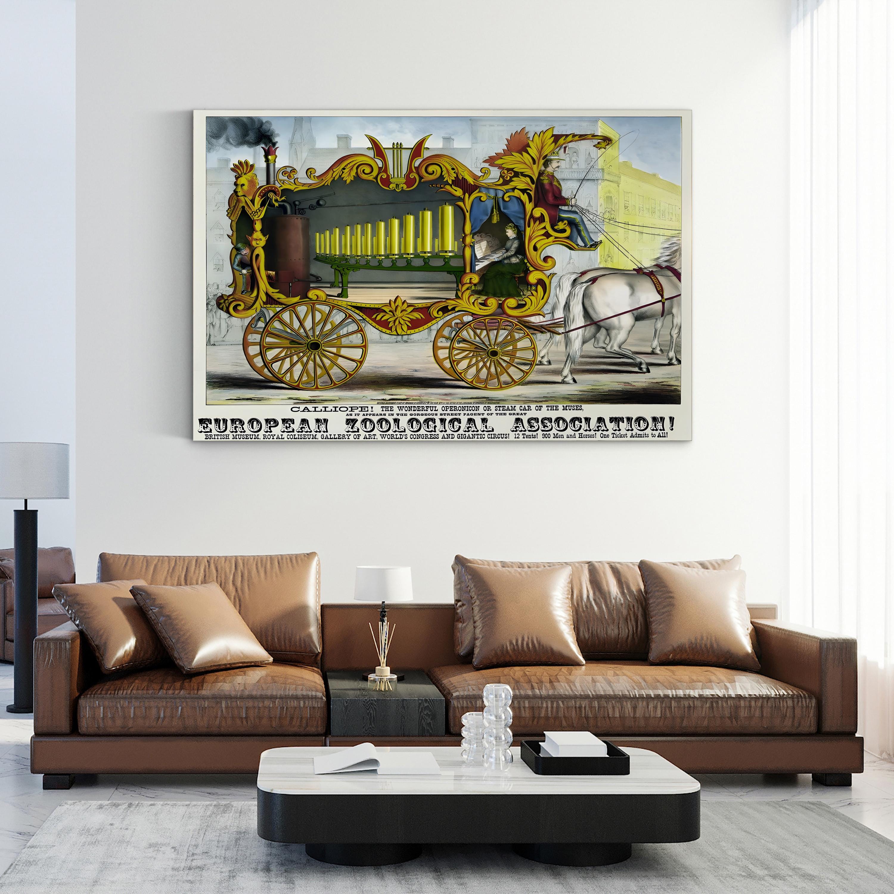 Circus Steam Organ Calliope – Period Illustration Wall Art | Retro Circus Poster Canvas Print