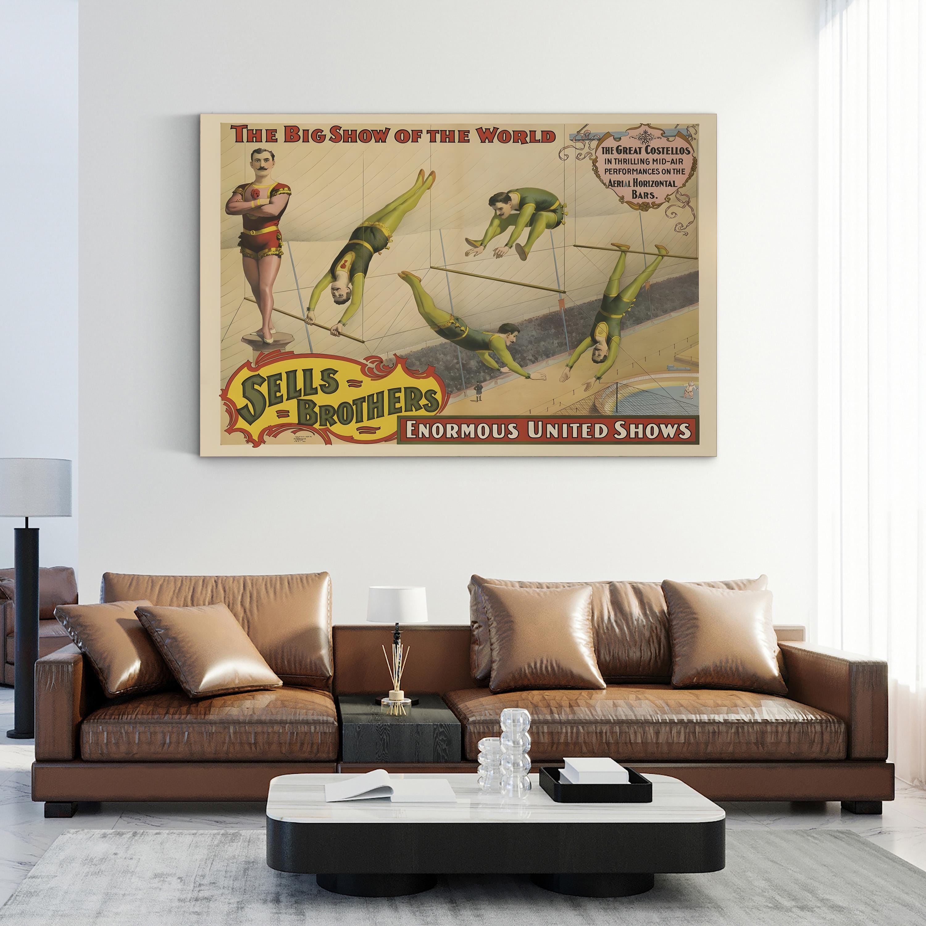 Sells Brothers Circus Poster – Period Illustration Wall Art | Vintage Americana Canvas Print