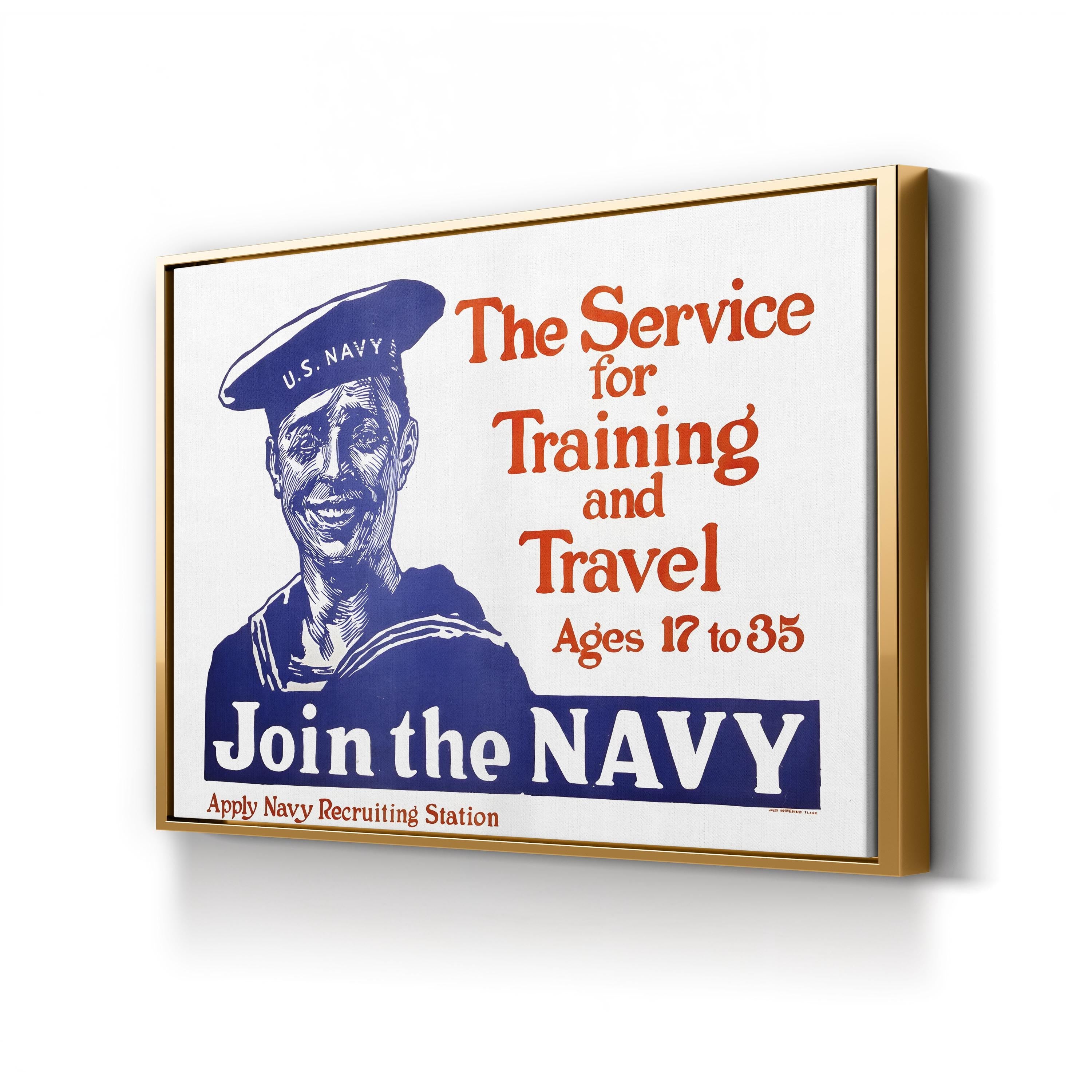US Navy WWII Smiling Sailor – Period Illustration Wall Art | Vintage Poster Canvas Print