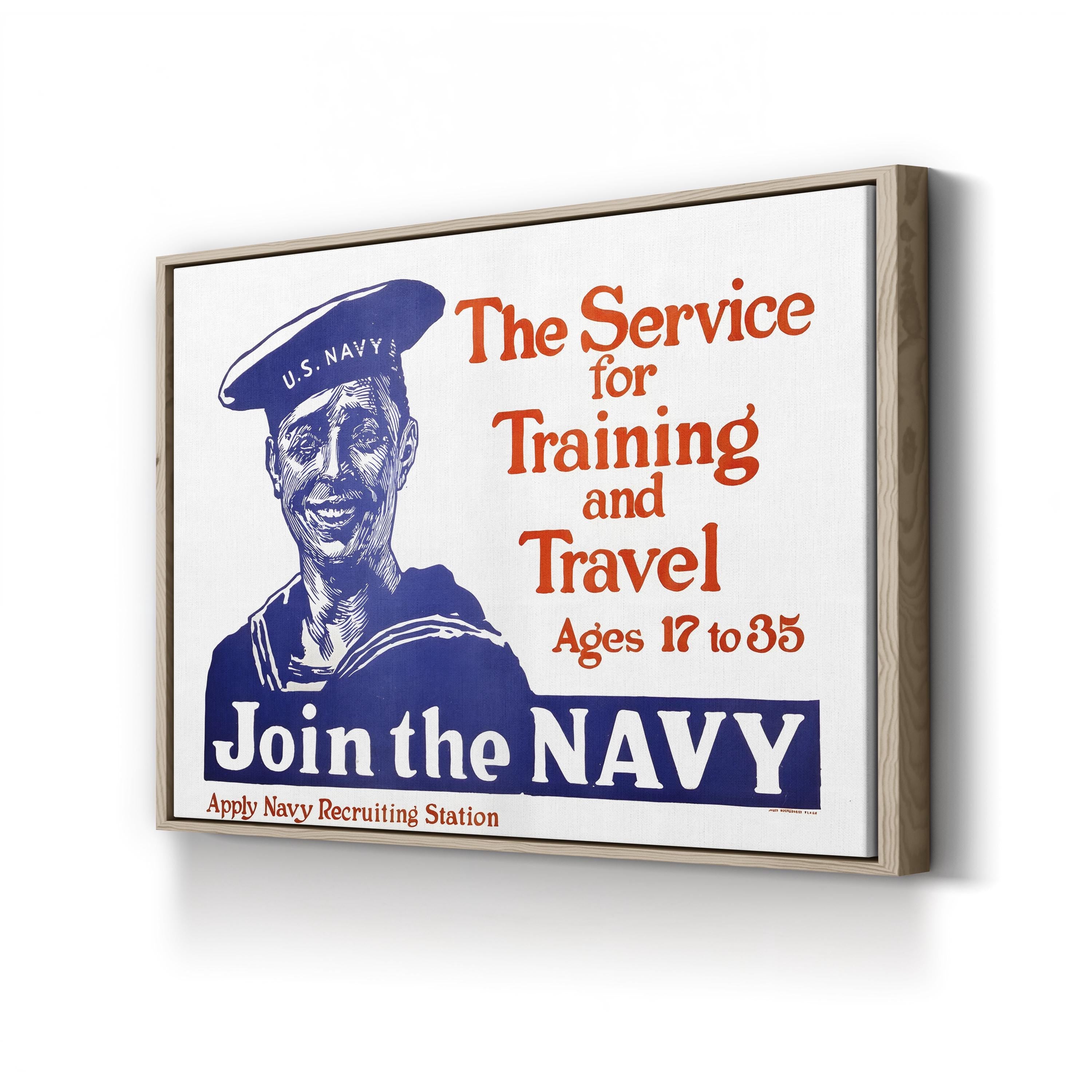 US Navy WWII Smiling Sailor – Period Illustration Wall Art | Vintage Poster Canvas Print