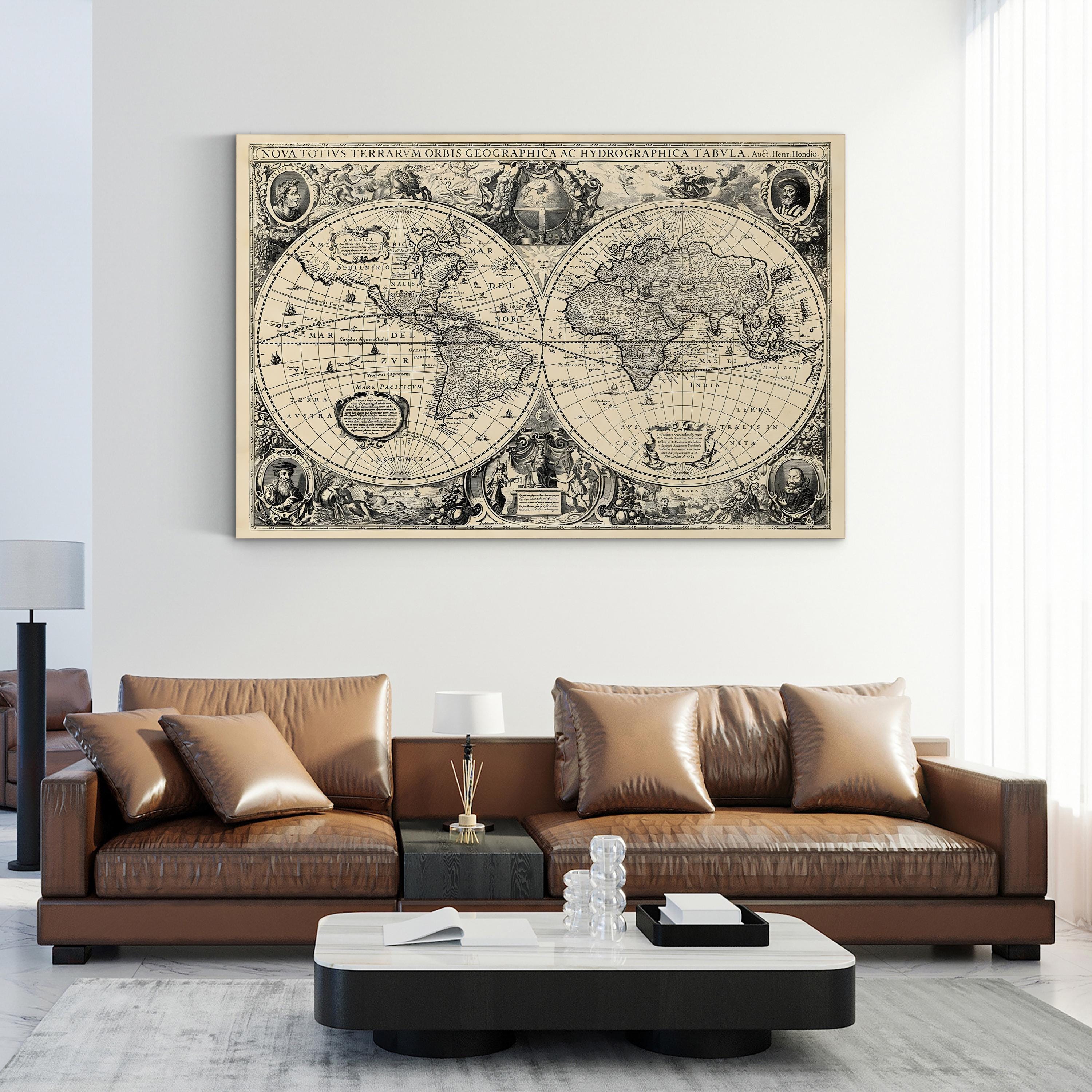 Antique World Map, 17th Century – Historical Map Wall Art | Vintage Cartography Canvas Print