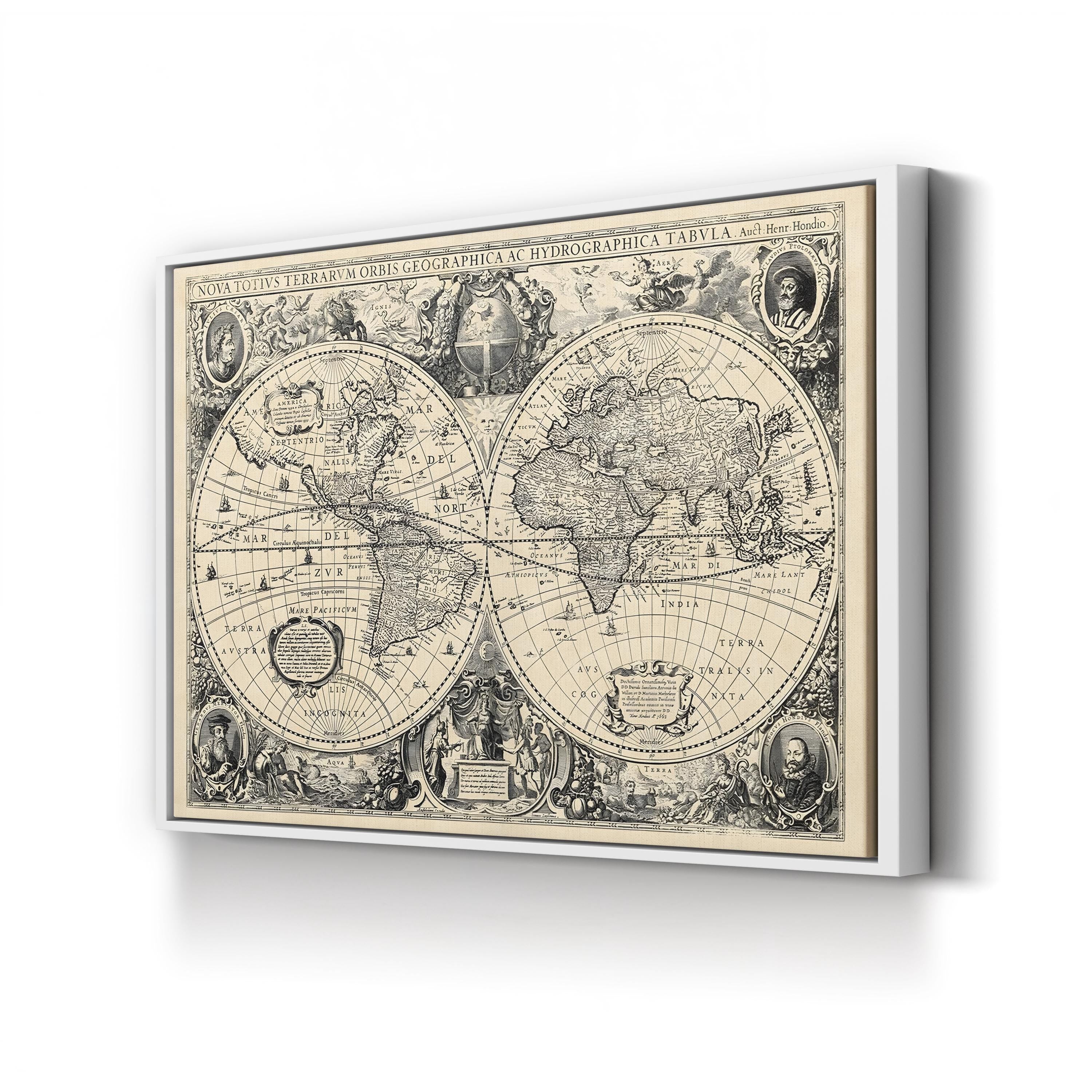 Antique World Map, 17th Century – Historical Map Wall Art | Vintage Cartography Canvas Print