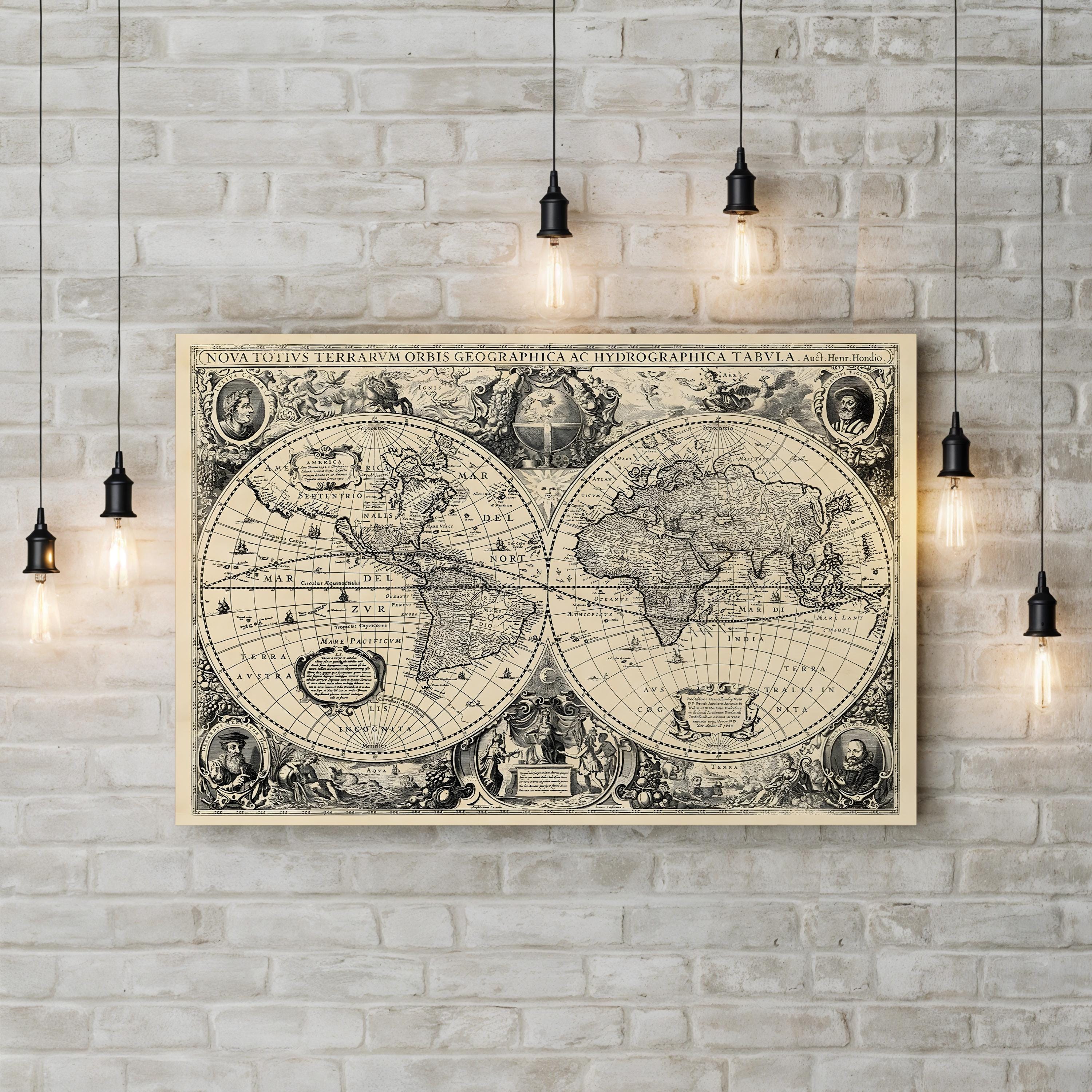 Antique World Map, 17th Century – Historical Map Wall Art | Vintage Cartography Canvas Print
