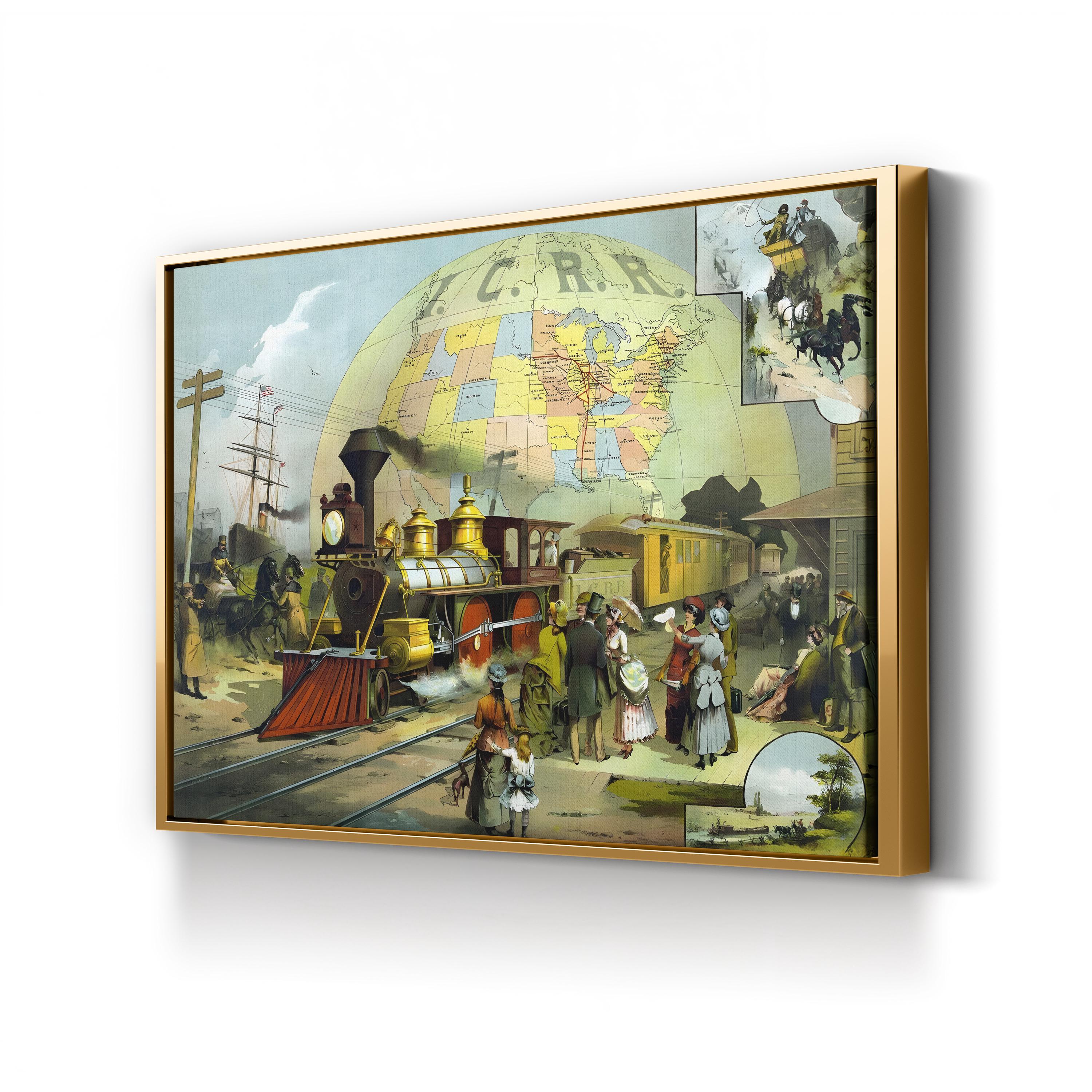 Well-Dressed Passengers Waiting for the Illinois Central Railroad Train Wall Art | 19th Century American Travel Illustration Print