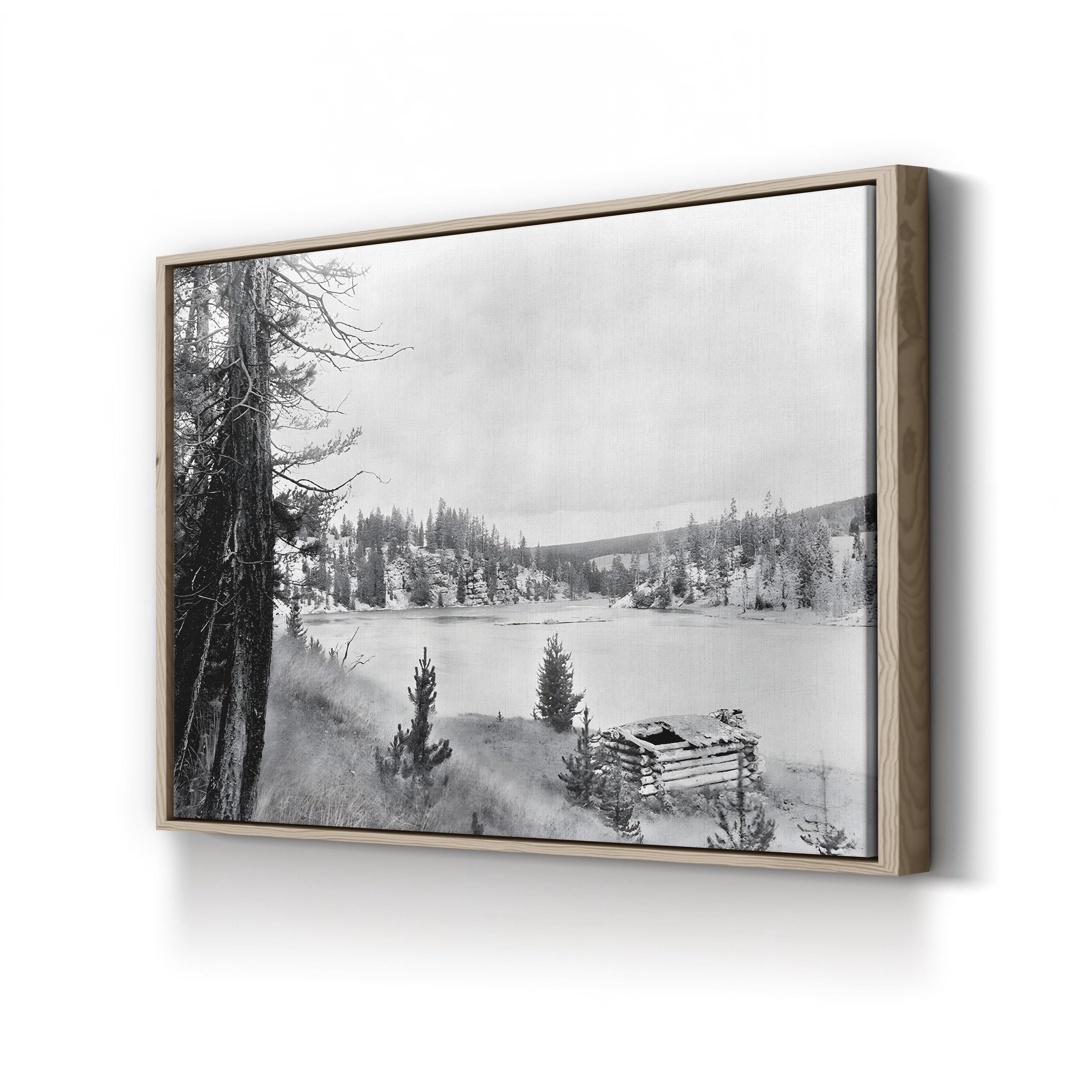 Yellowstone River Cabin, 1913 canvas print in an oak frame