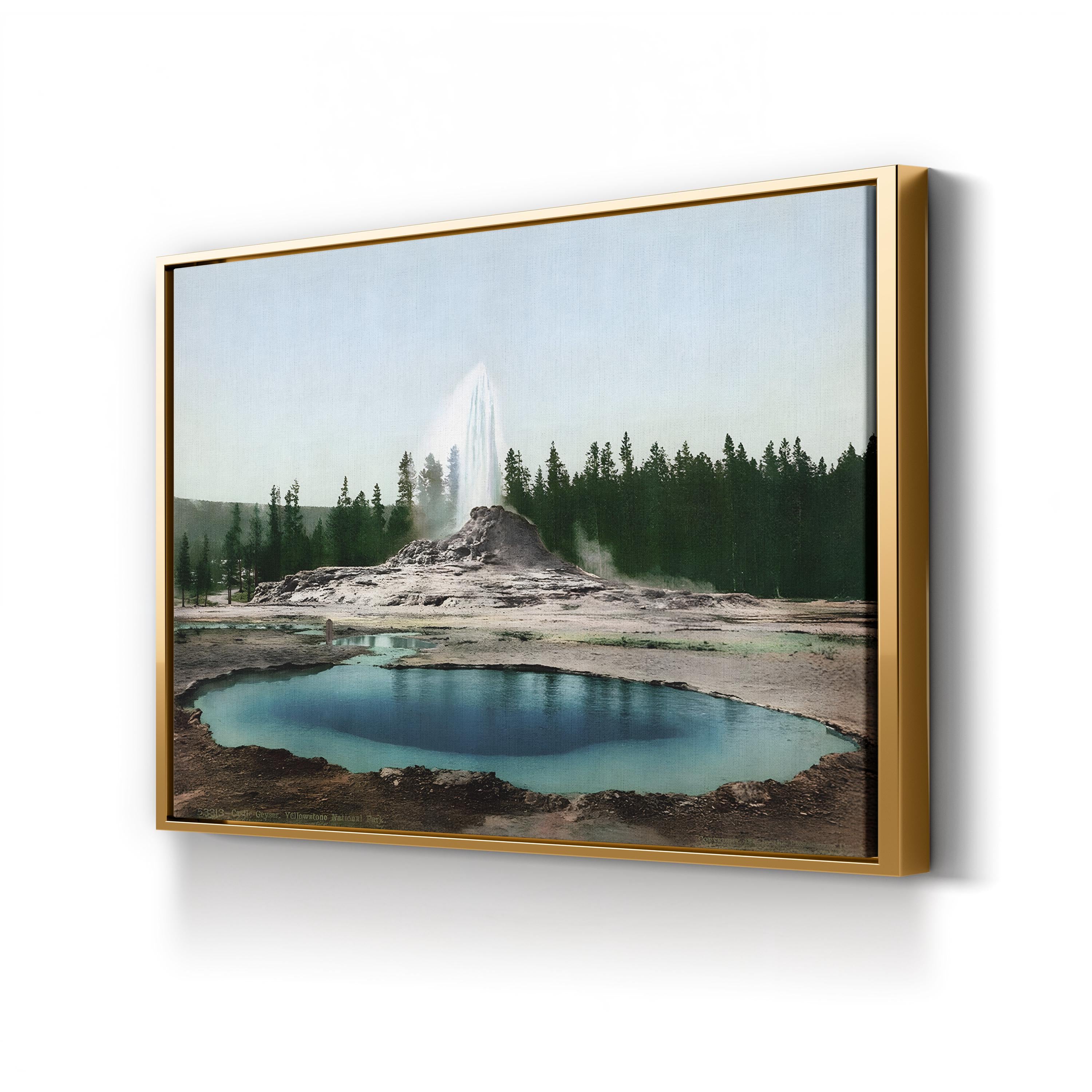 Castle Geyser, Yellowstone National Park, c. 1898 by William Henry Jackson canvas print in a natural wood frame