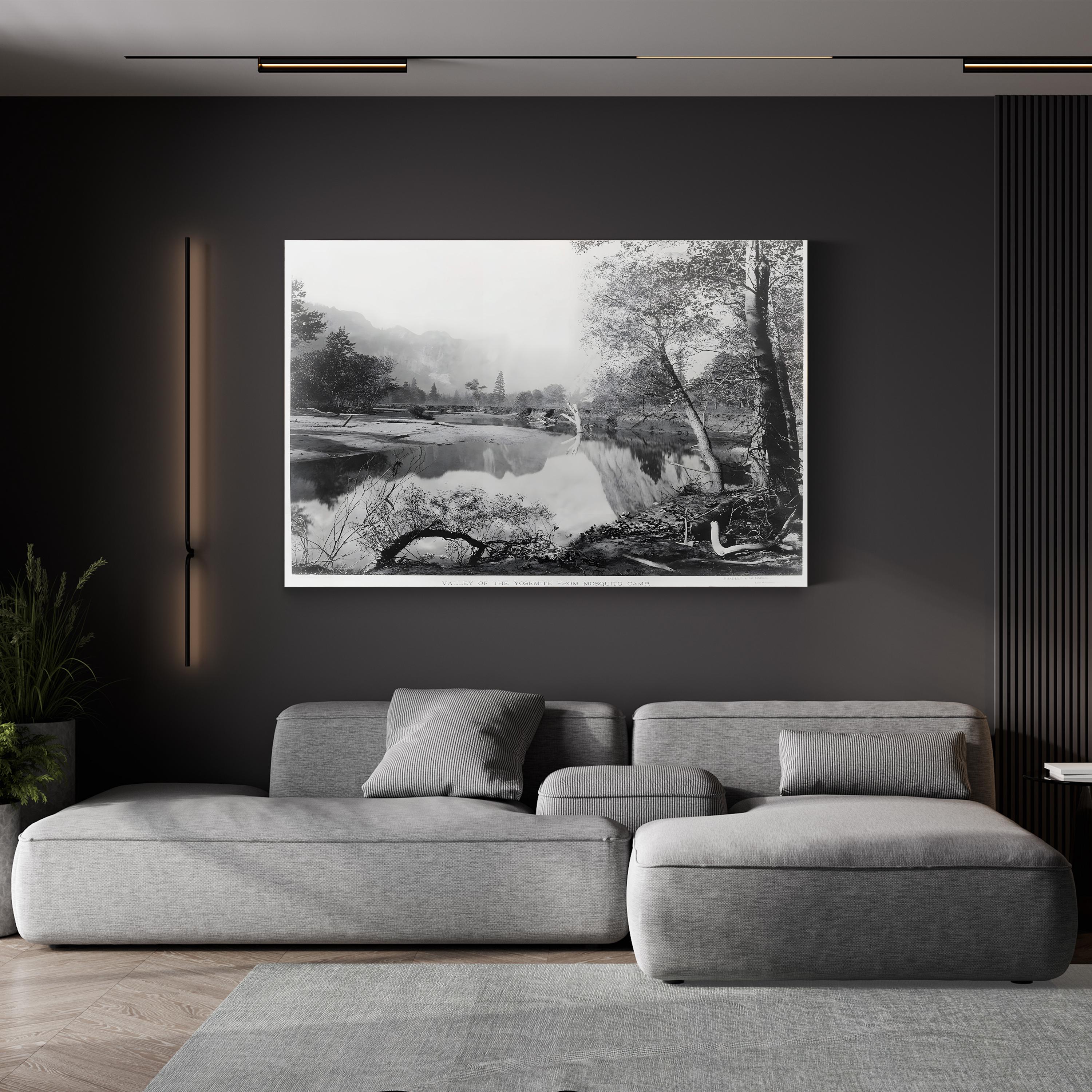 Vintage Yosemite River – Vintage Photography Wall Art | Monochrome Canvas Print