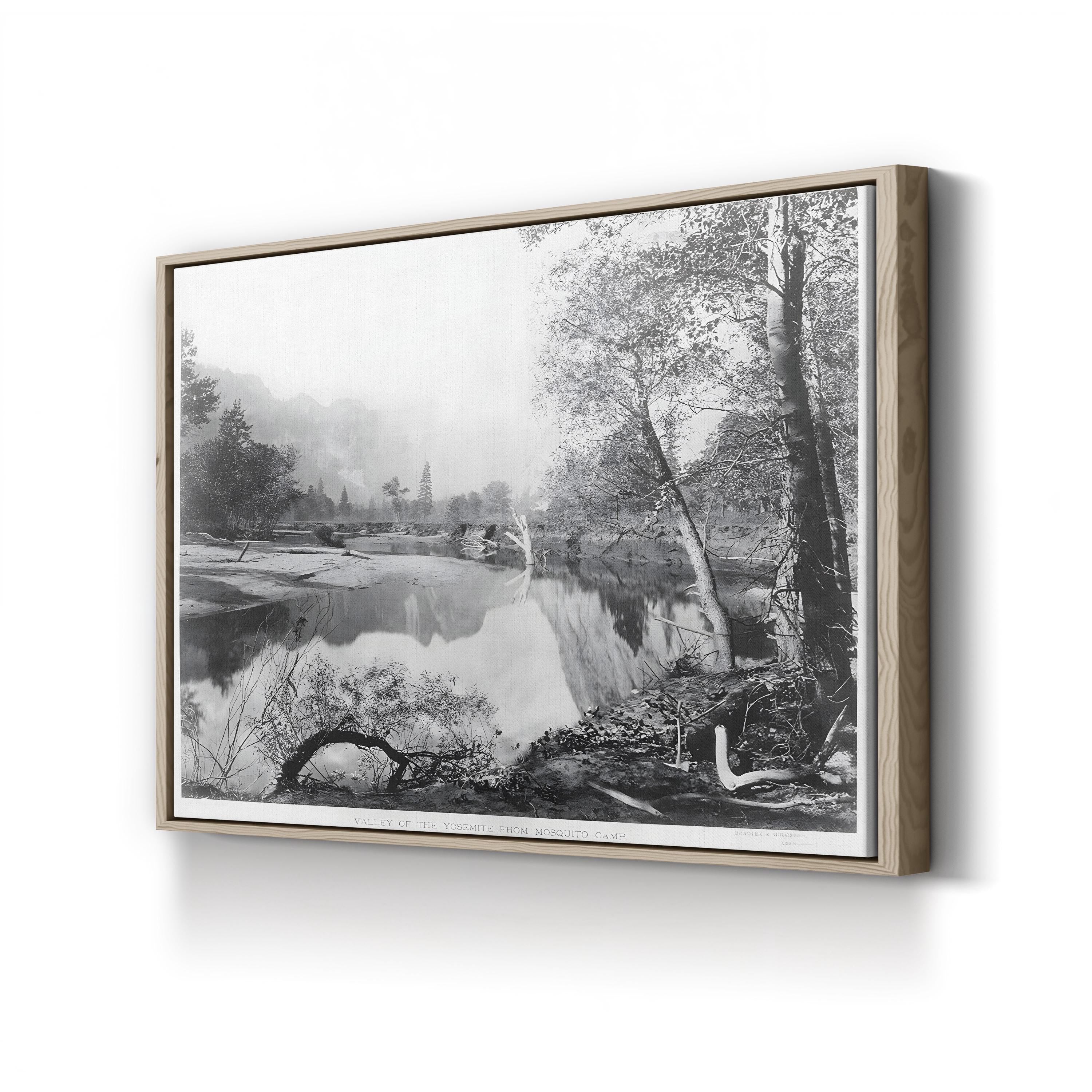 Vintage Yosemite River – Vintage Photography Wall Art | Monochrome Canvas Print