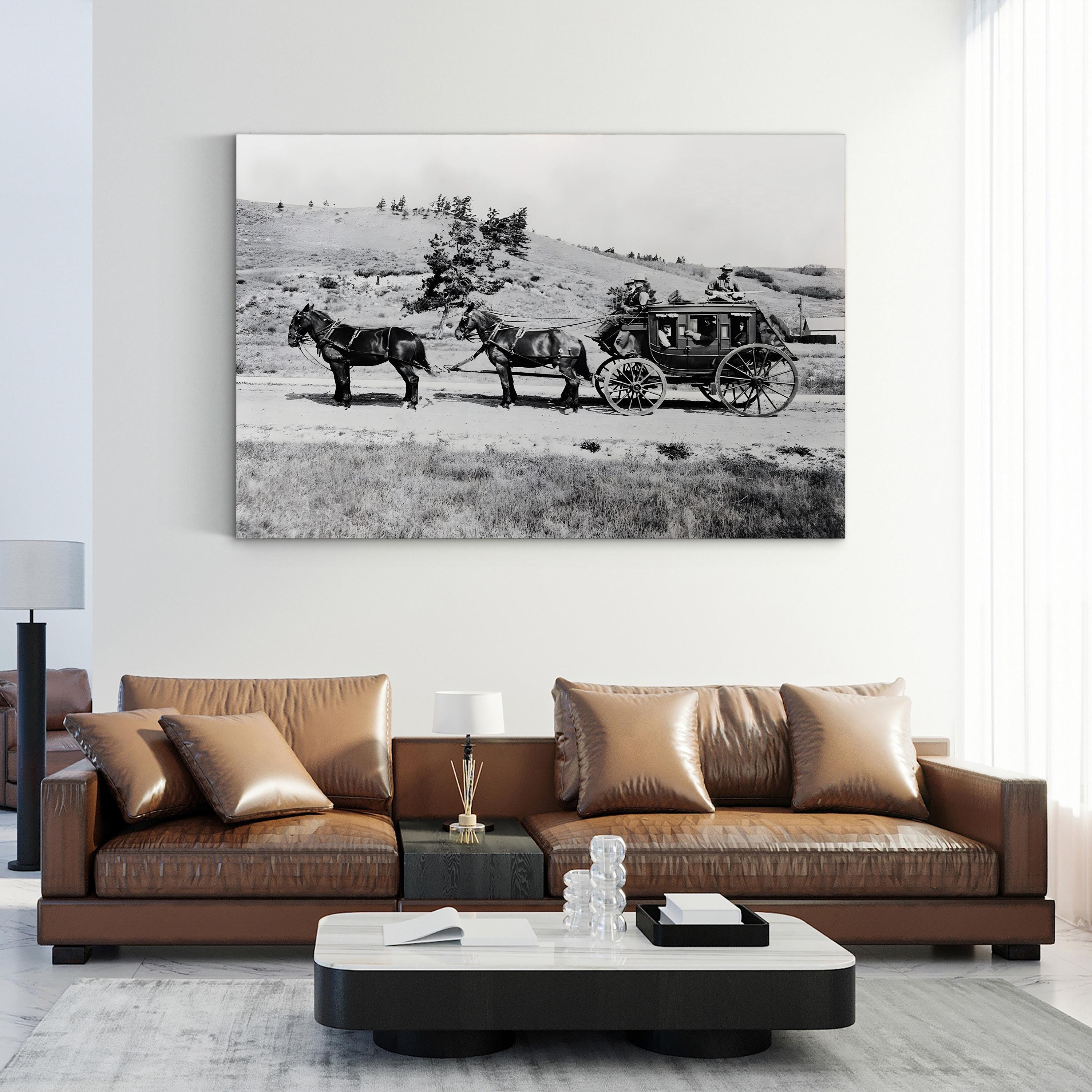 Vintage Stagecoach in Motion – Period Illustration Wall Art | Rustic Western Canvas Print